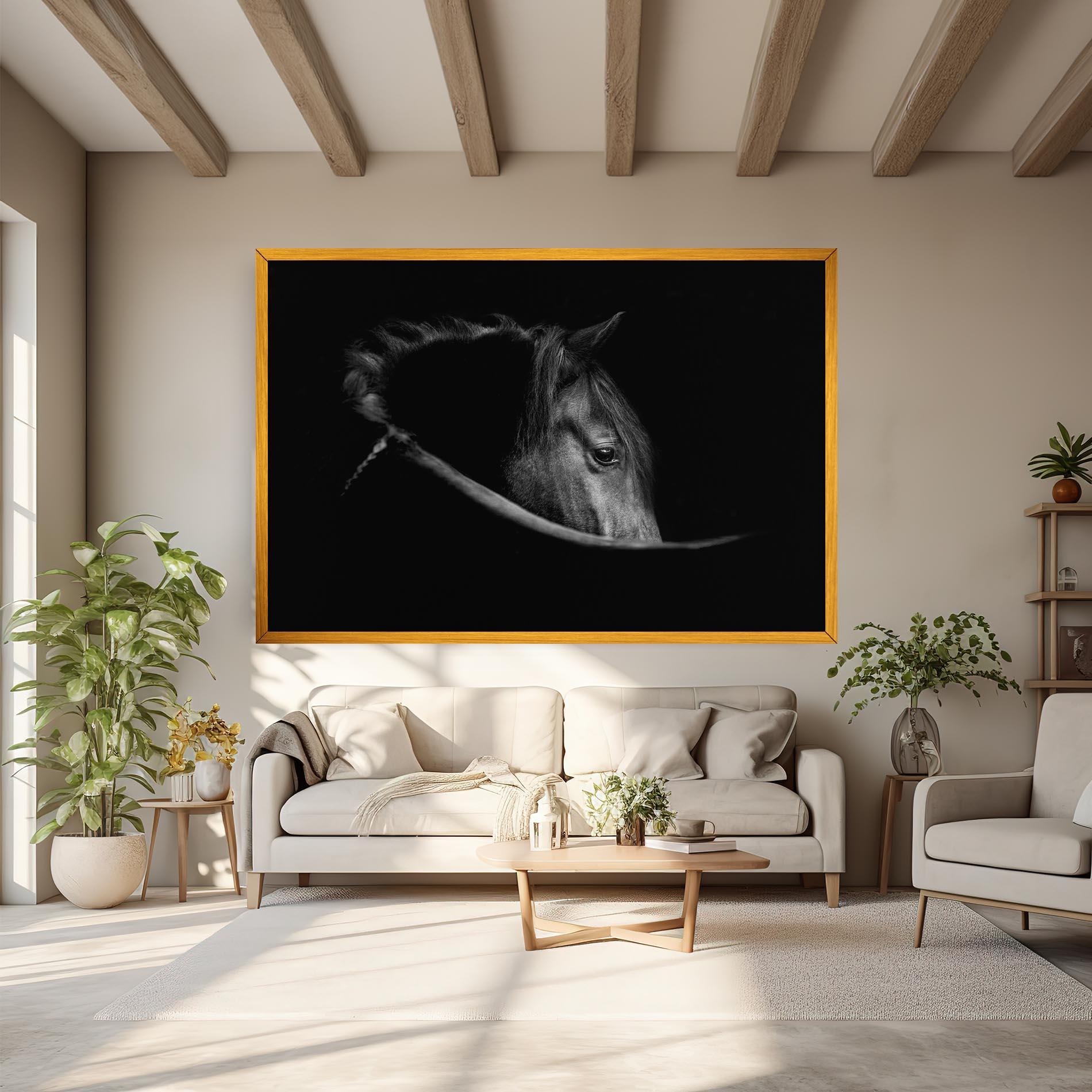 Tablou Canvas Black Horse Looking mockup 6