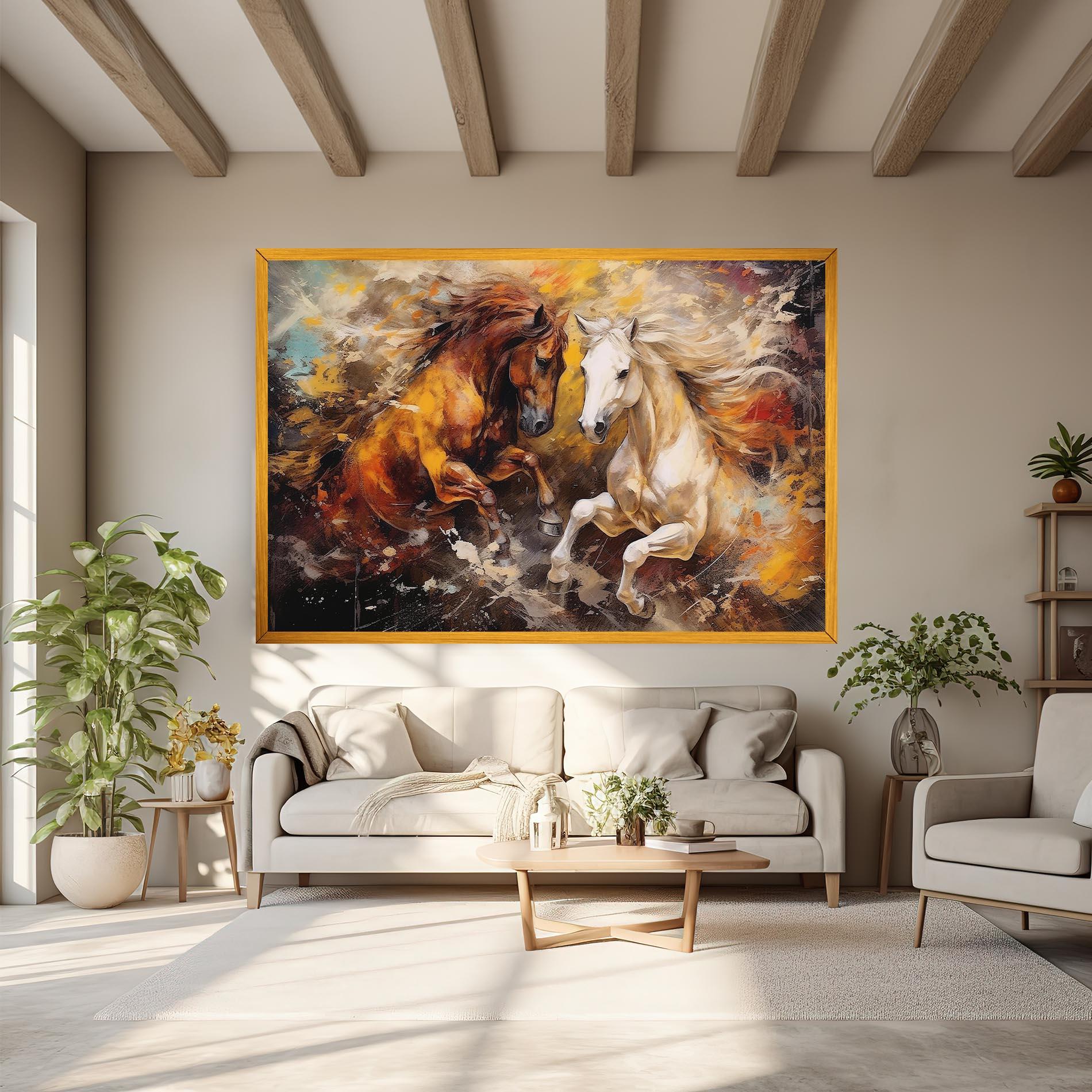 Tablou Canvas Brown White Horses mockup 6