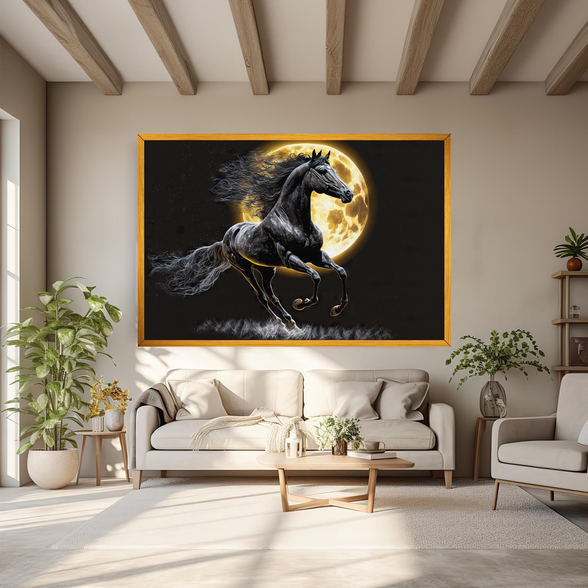 Tablou Canvas Gold Moon Horse mockup 6