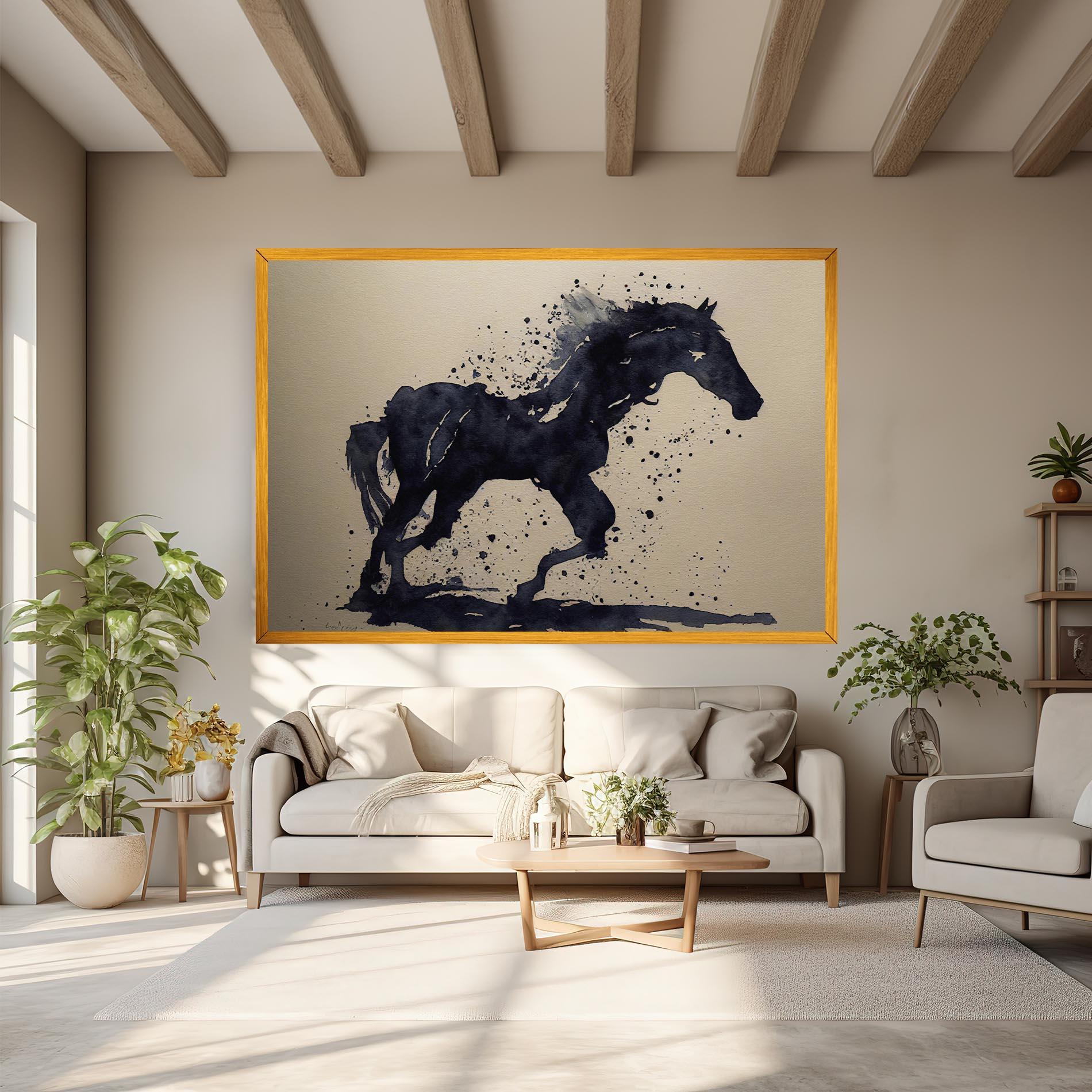 Tablou Canvas Watercolor Black Horse mockup 6