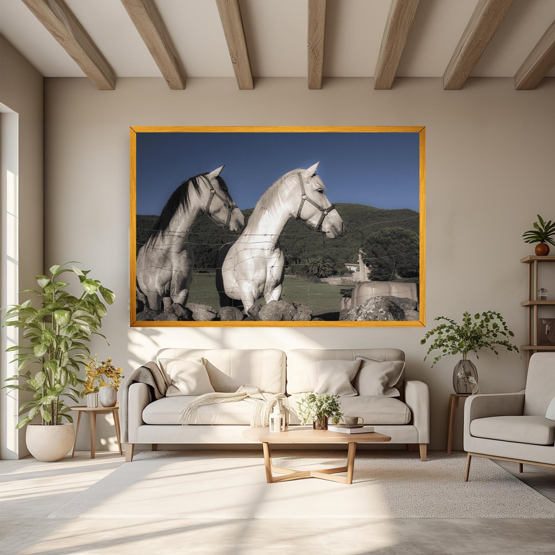 Tablou Canvas White Grey Horse mockup 6