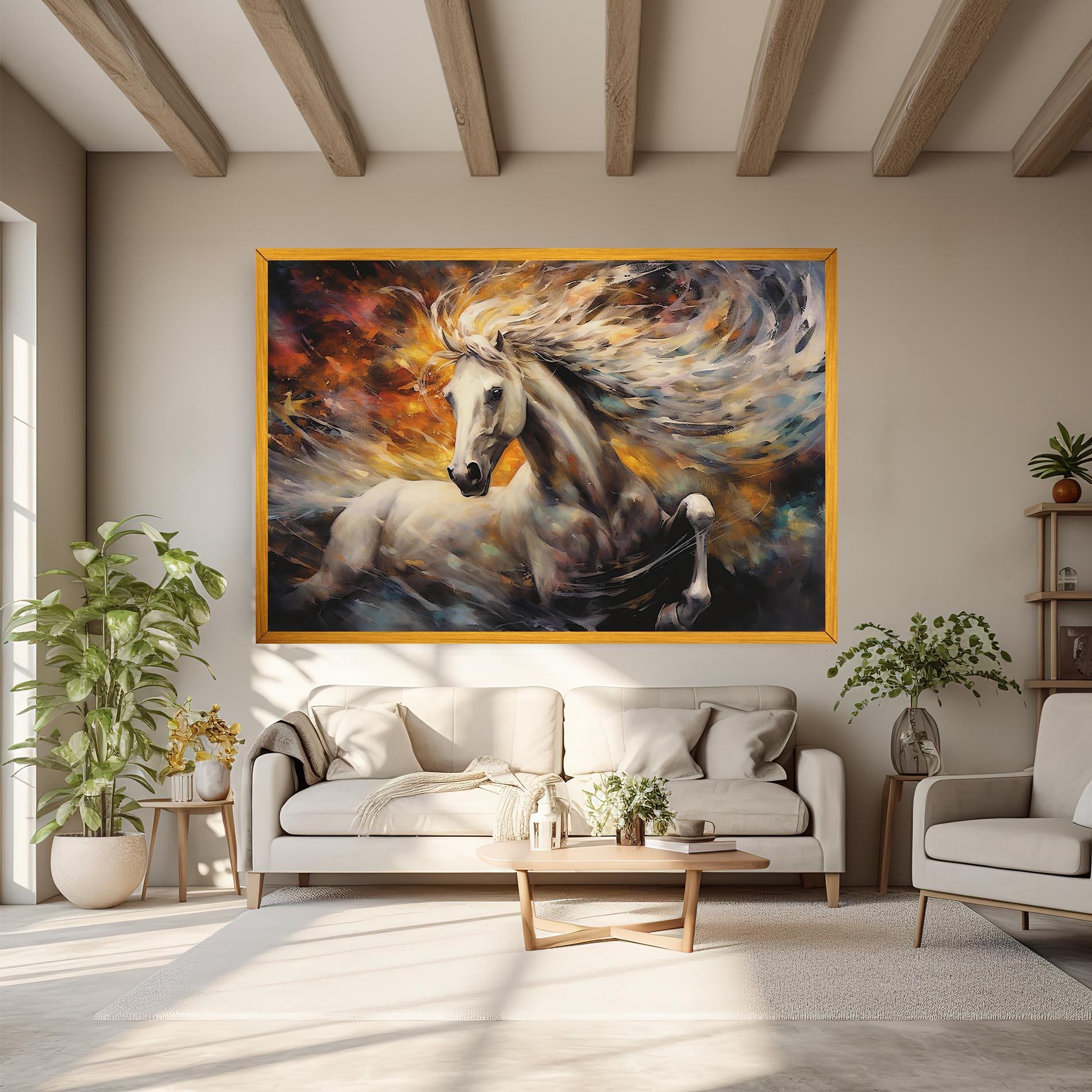 Tablou Canvas White Horse Painting mockup 6