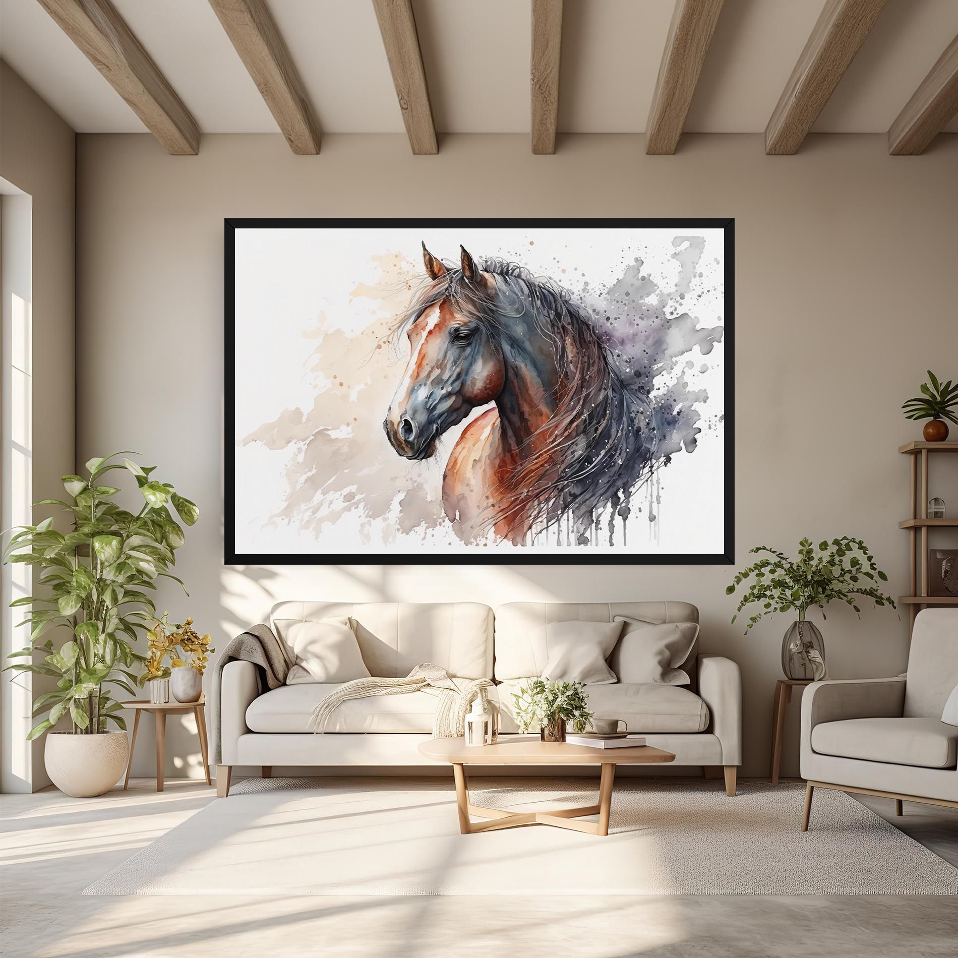 Black Brown Horse Painting mockup 6