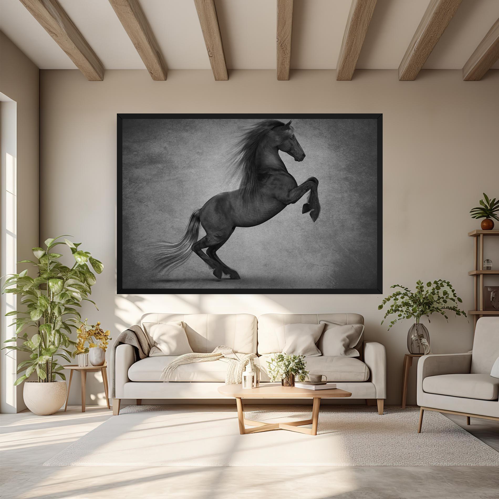 Tablou Canvas Black Horse Jumping mockup 6