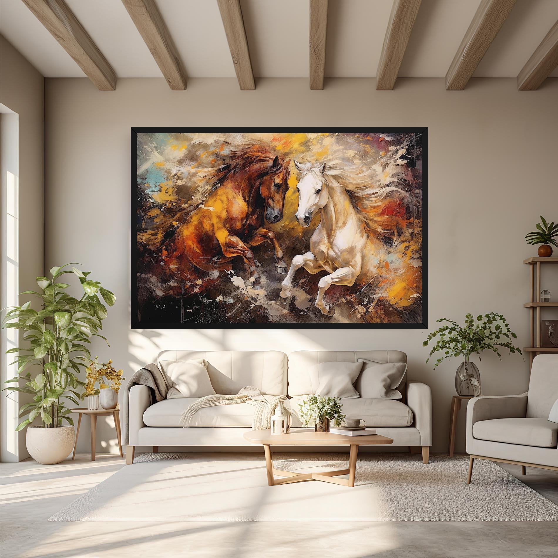 Tablou Canvas Brown White Horses mockup 6