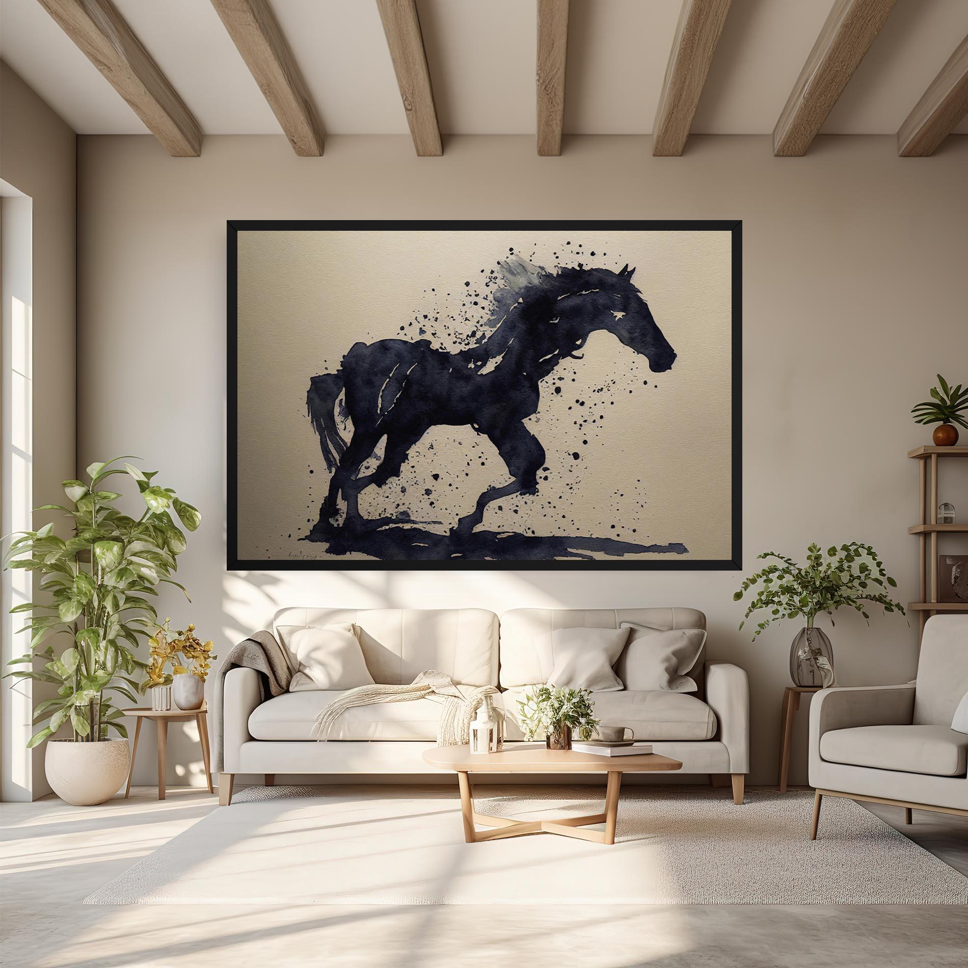 Tablou Canvas Watercolor Black Horse mockup 6