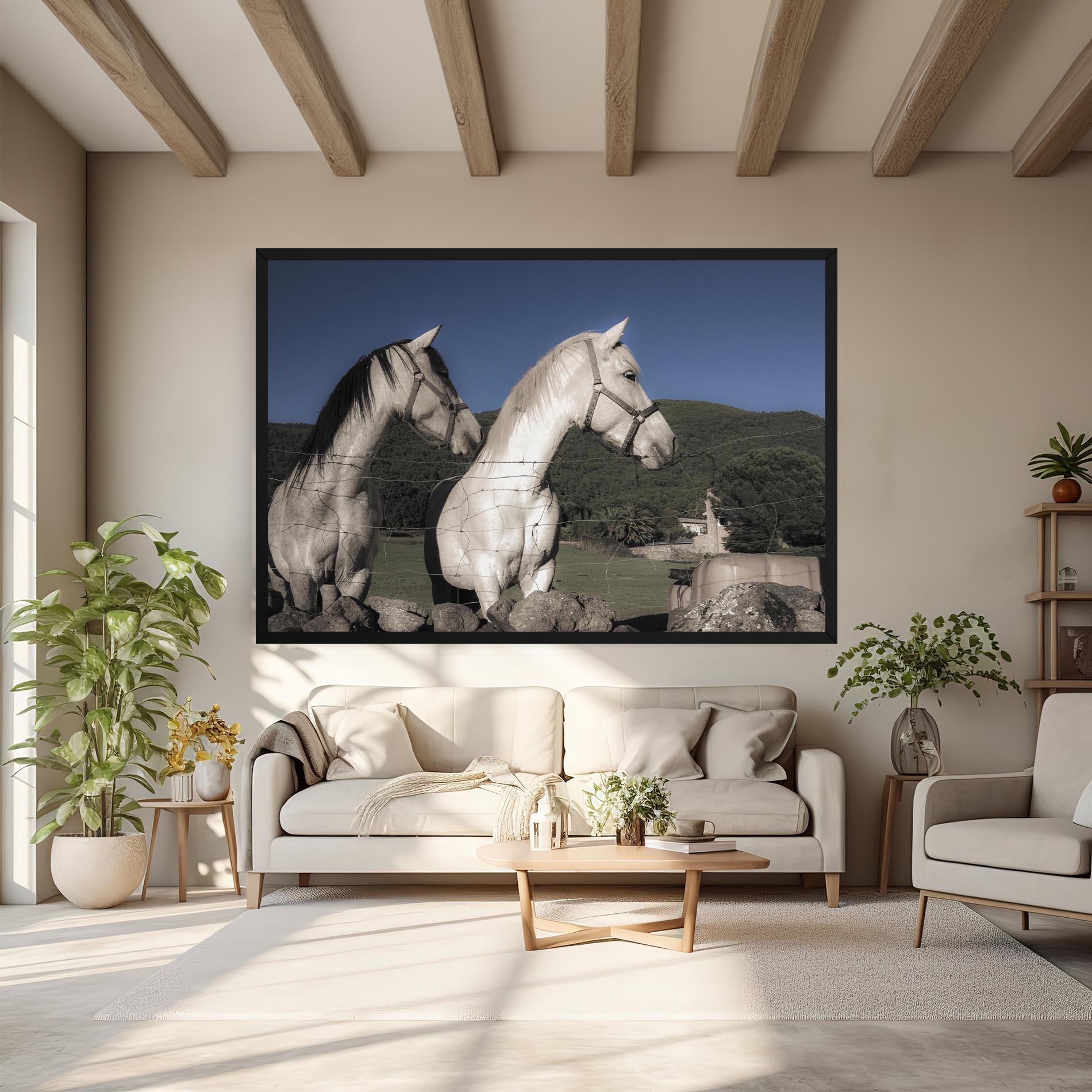 Tablou Canvas White Grey Horse mockup 6