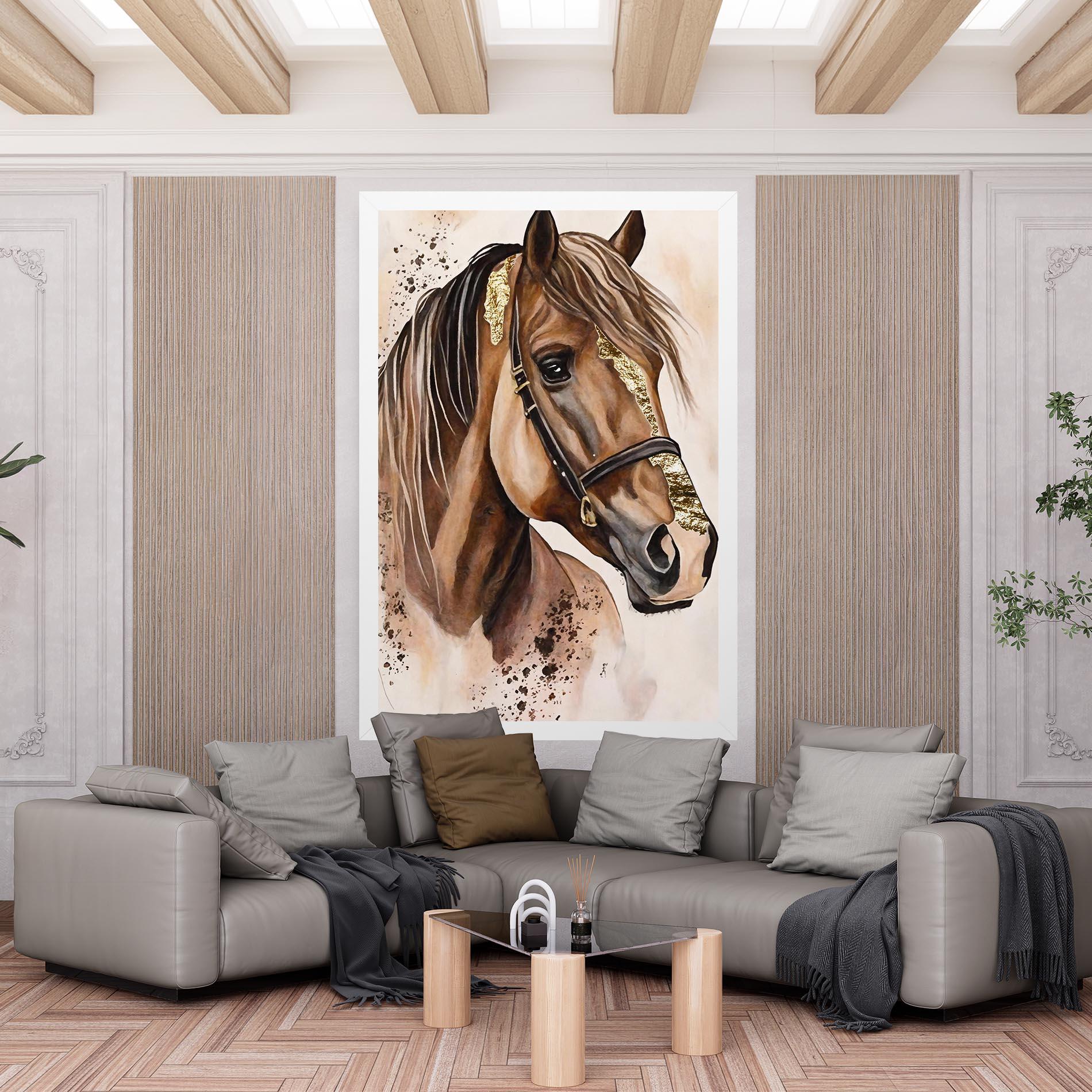 Tablou Canvas Gold Horse Painting mockup 6