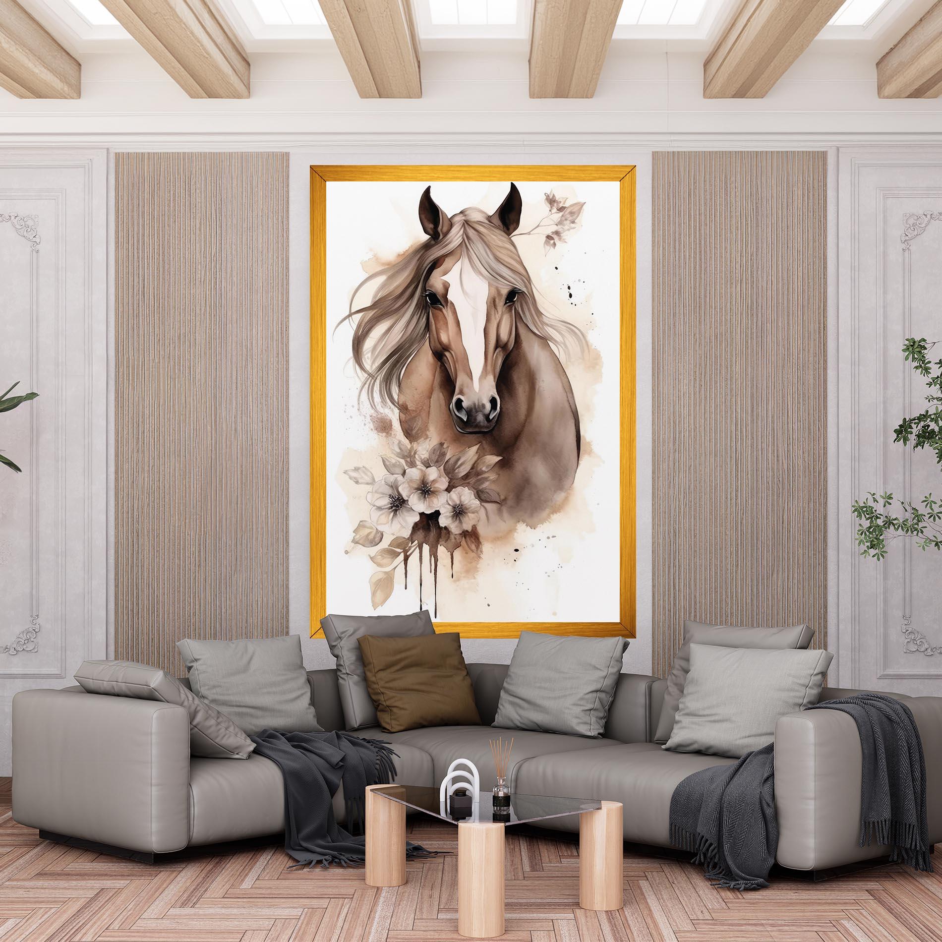 Tablou Canvas Flower Brown Horse mockup 6
