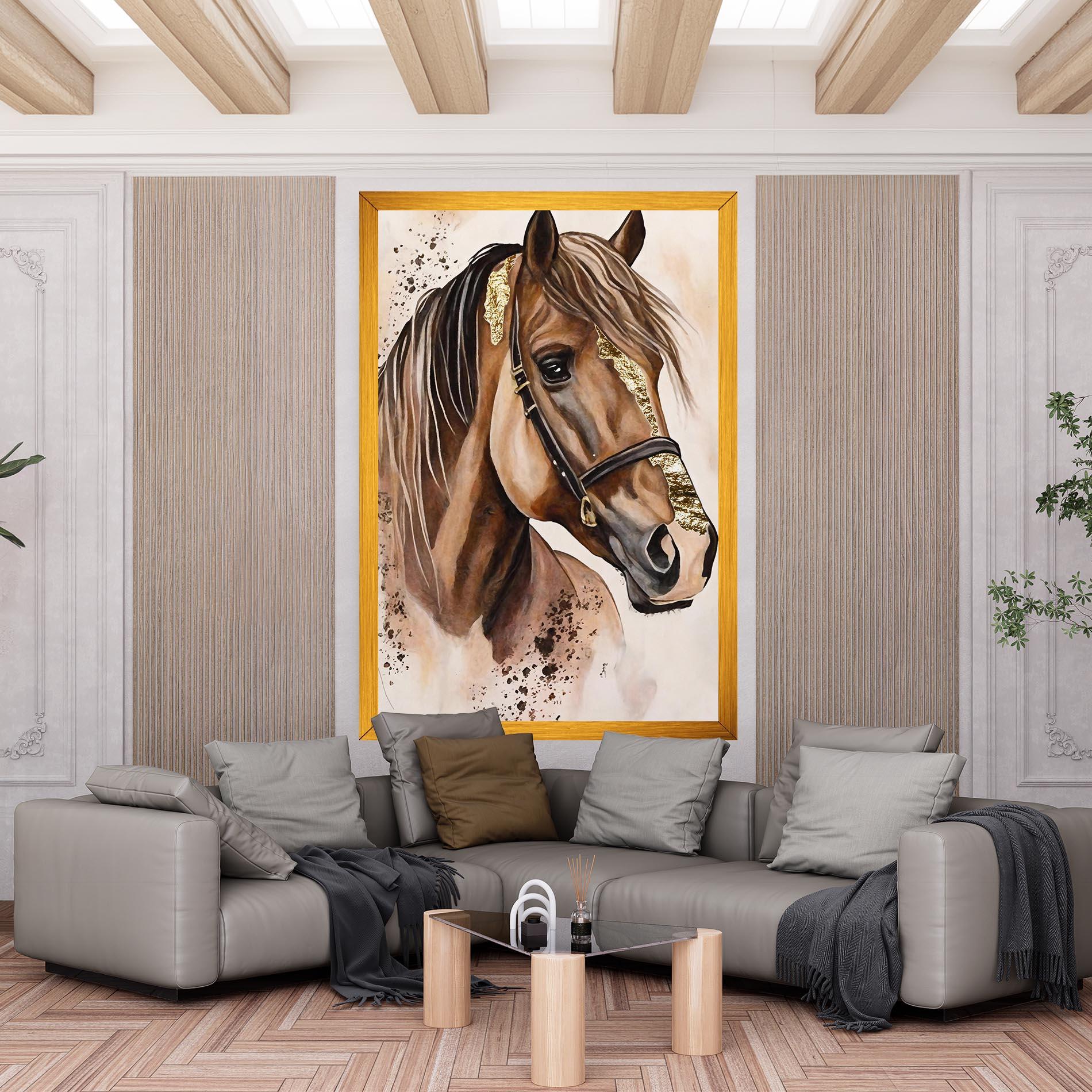Tablou Canvas Gold Horse Painting mockup 6
