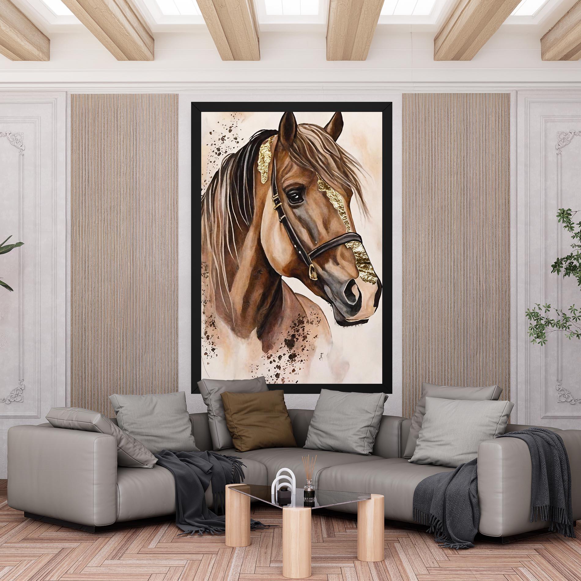 Tablou Canvas Gold Horse Painting mockup 6
