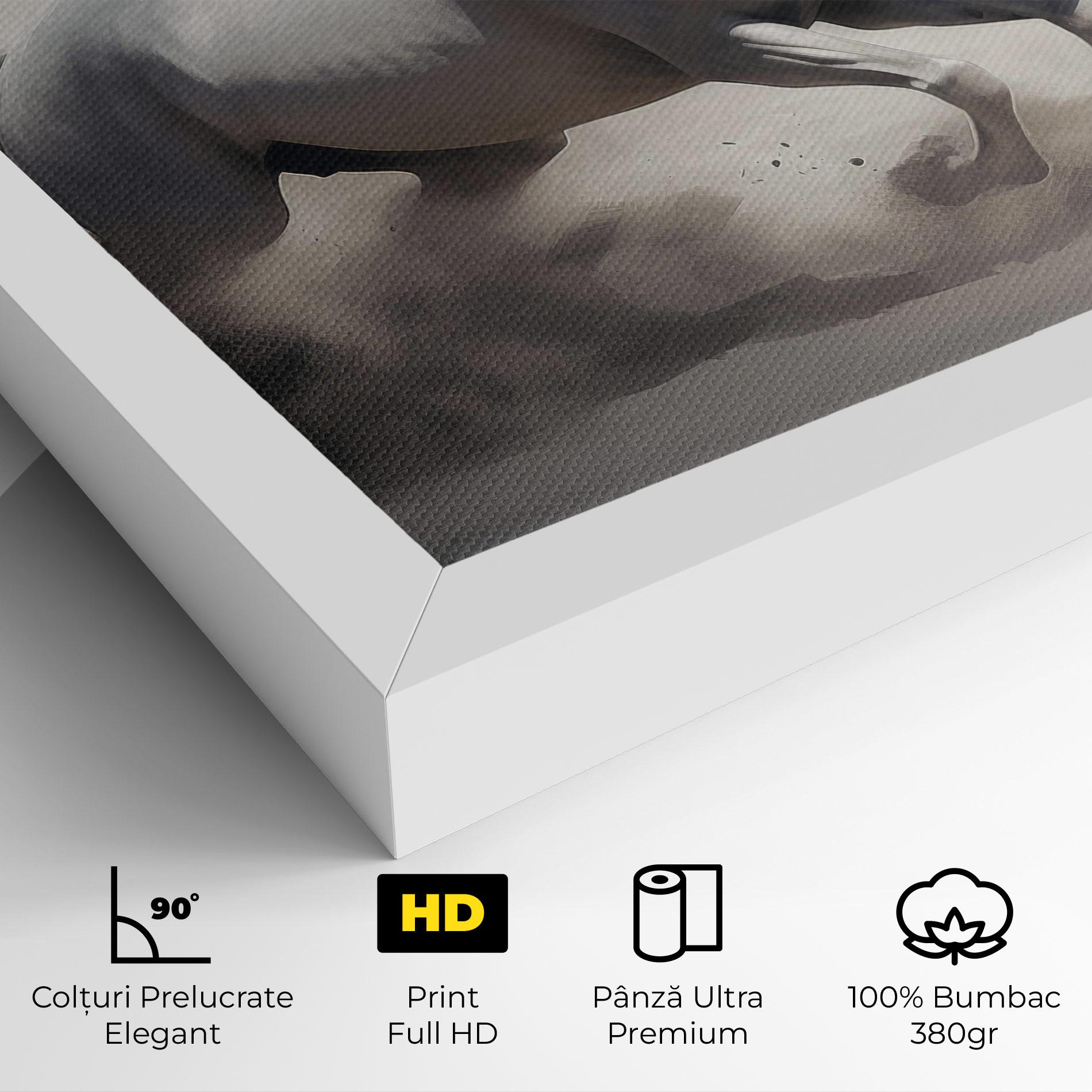 Tablou Canvas Light Grey Horse Galloping mockup 4
