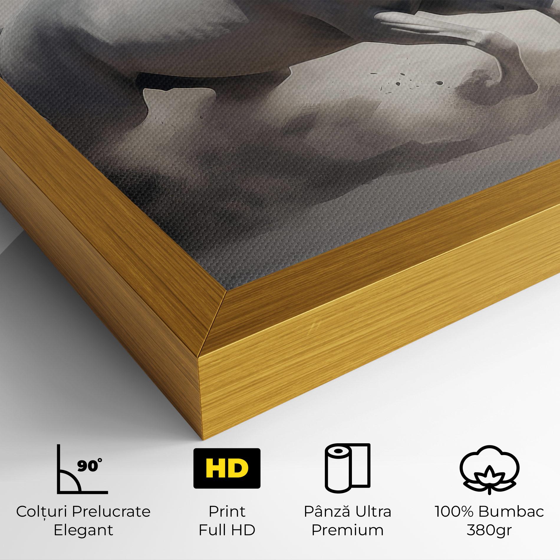 Tablou Canvas Light Grey Horse Galloping mockup 4