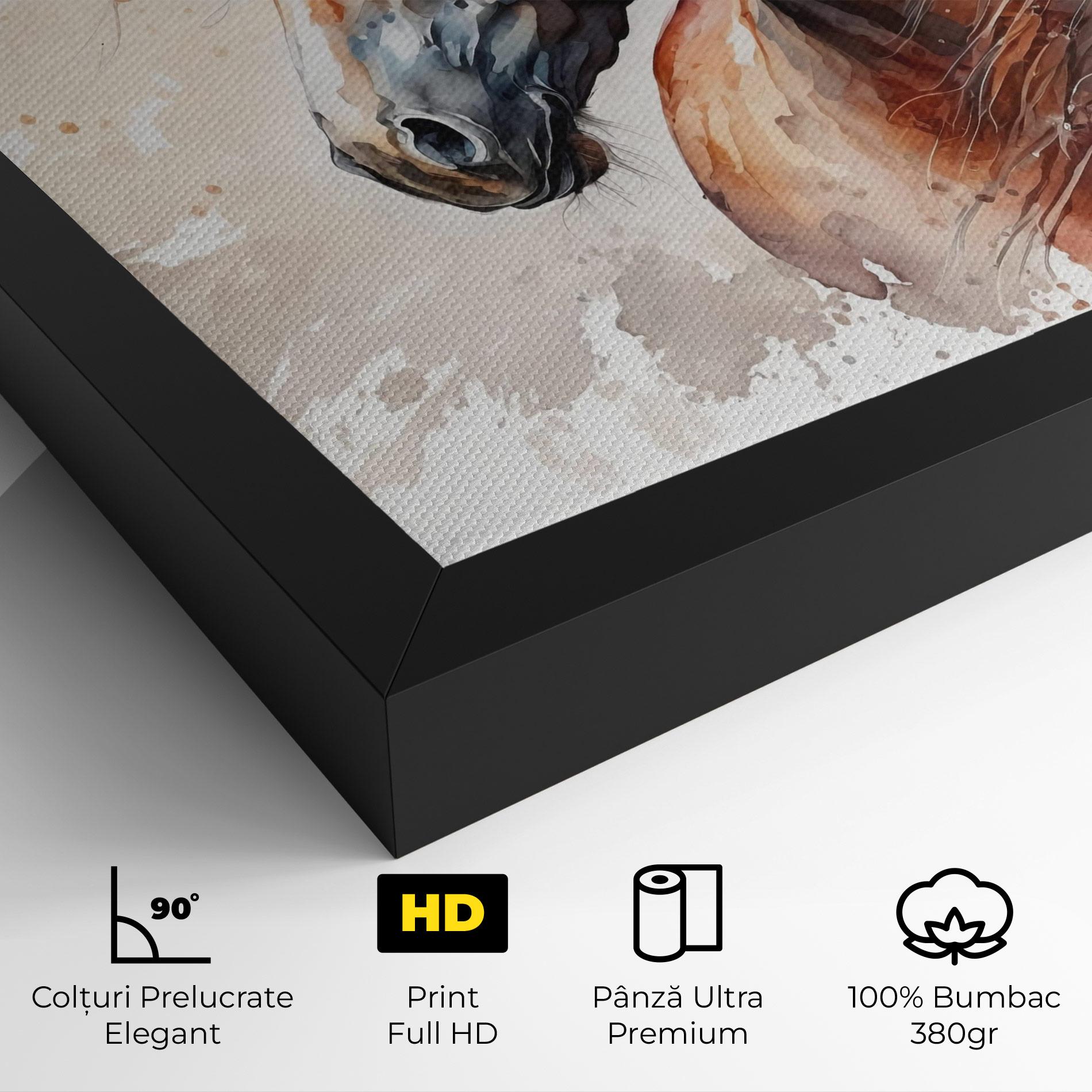 Tablou Canvas Black Brown Horse Painting mockup 4