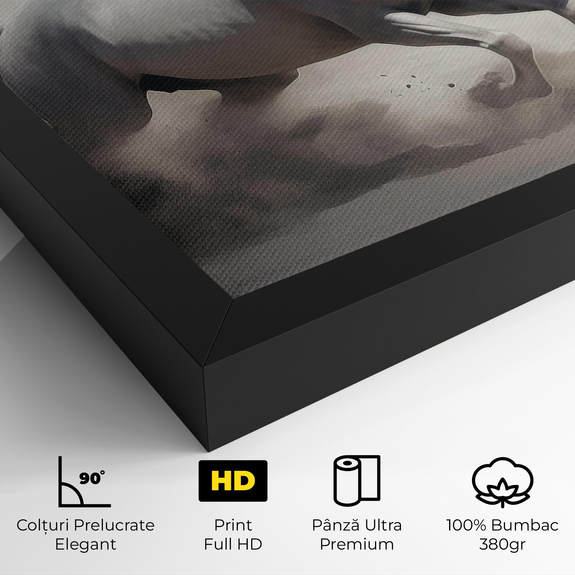 Tablou Canvas Light Grey Horse Galloping mockup 4