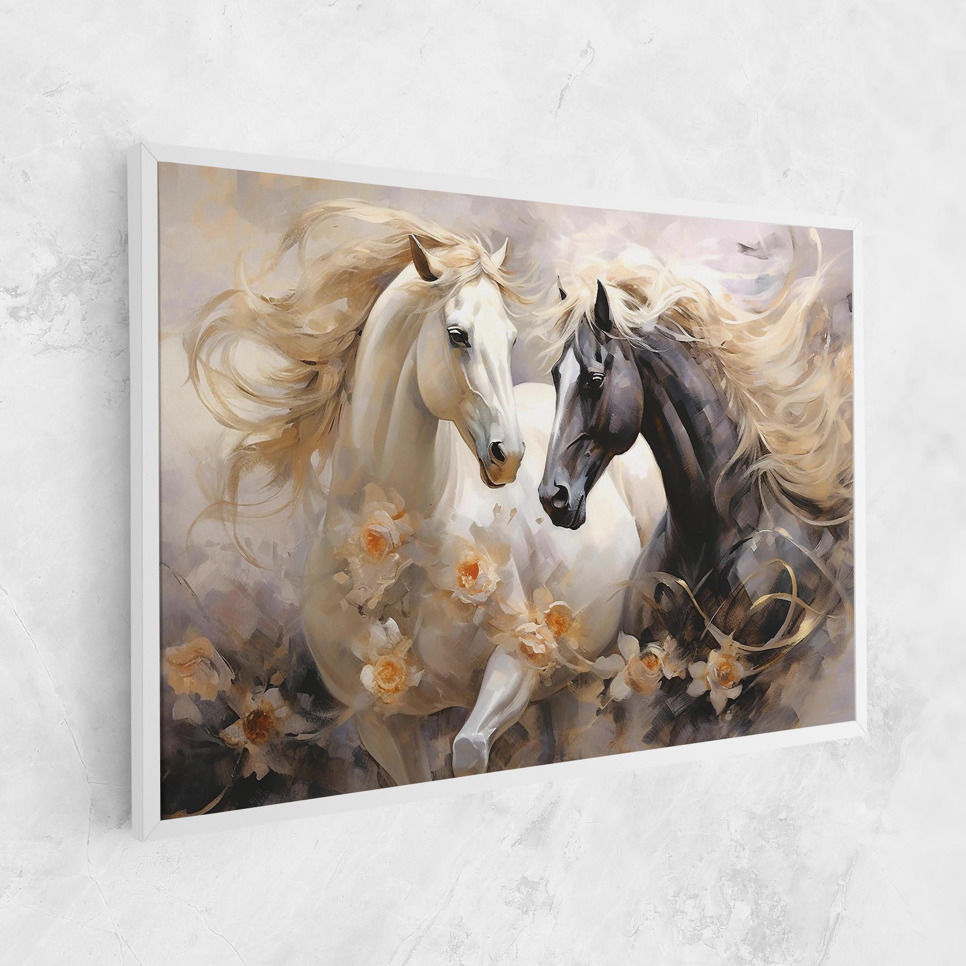 Tablou Canvas Black And White Horses mockup 1