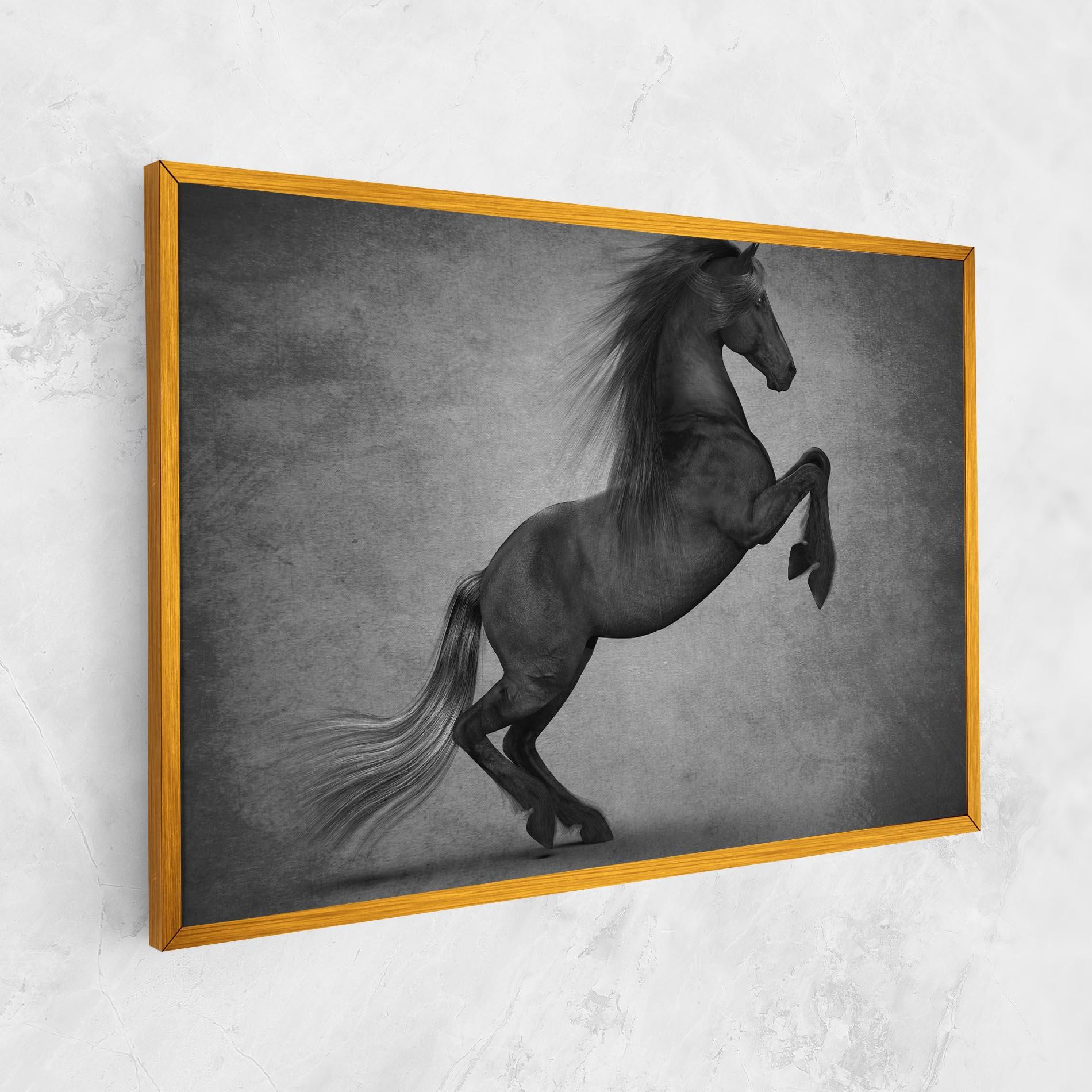 Tablou Canvas Black Horse Jumping mockup 1