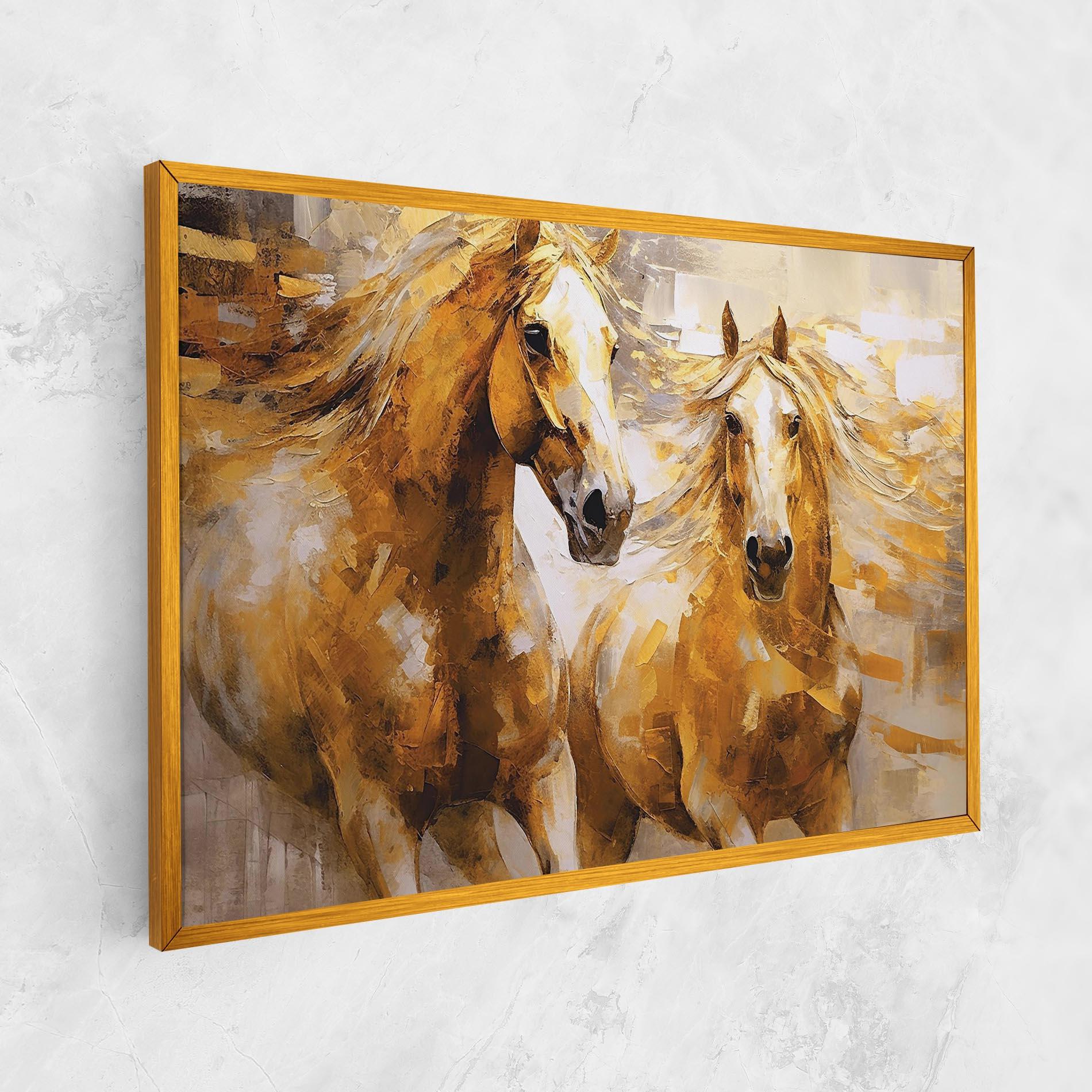 Tablou Canvas Golden Brown Horses mockup 1
