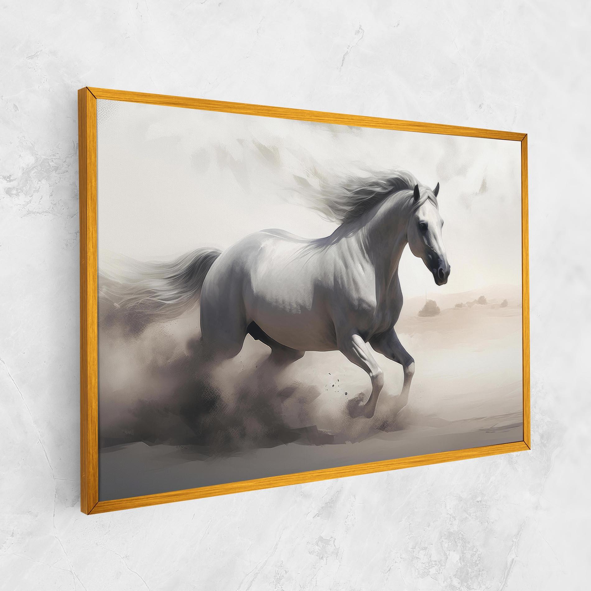 Tablou Canvas Light Grey Horse Galloping mockup 1