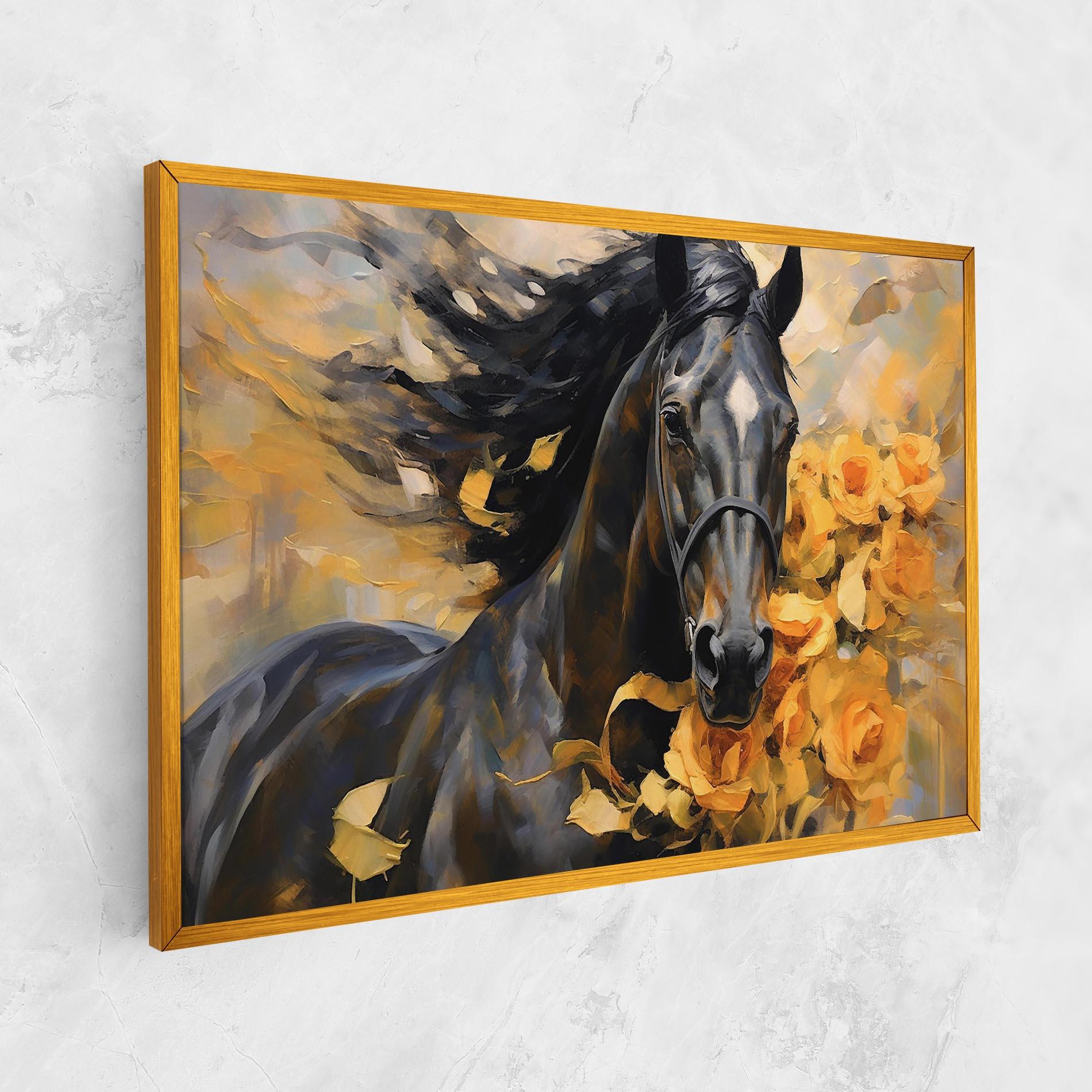 Tablou Canvas Yellow Roses Horse mockup 1