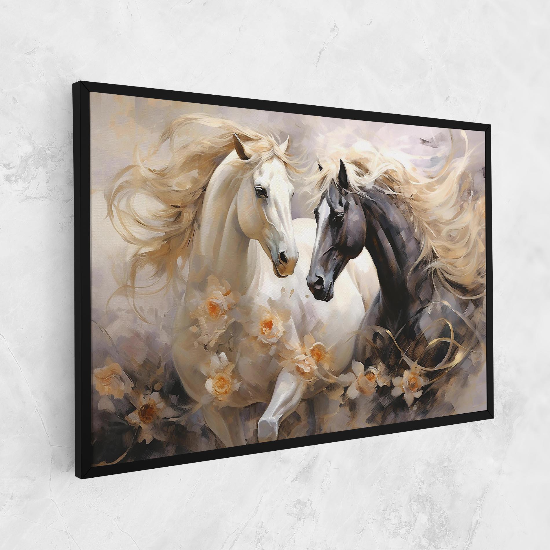 Tablou Canvas Black And White Horses mockup 1