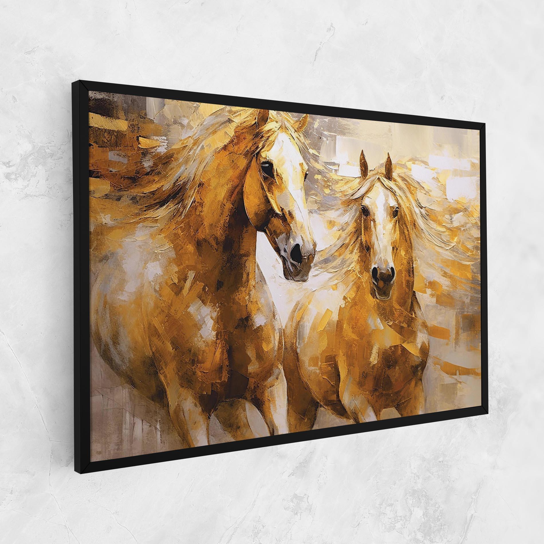 Tablou Canvas Golden Brown Horses mockup 1