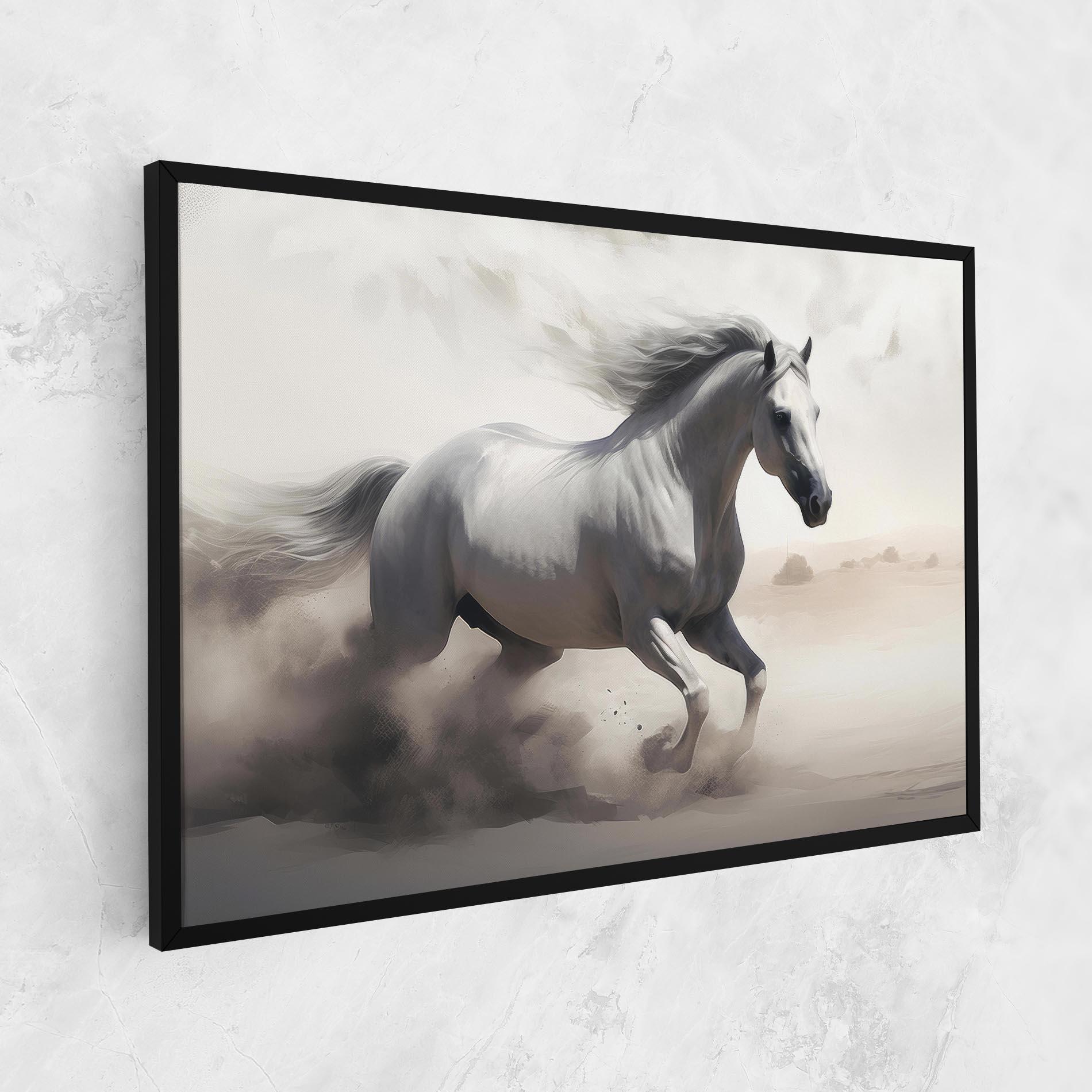 Tablou Canvas Light Grey Horse Galloping mockup 1