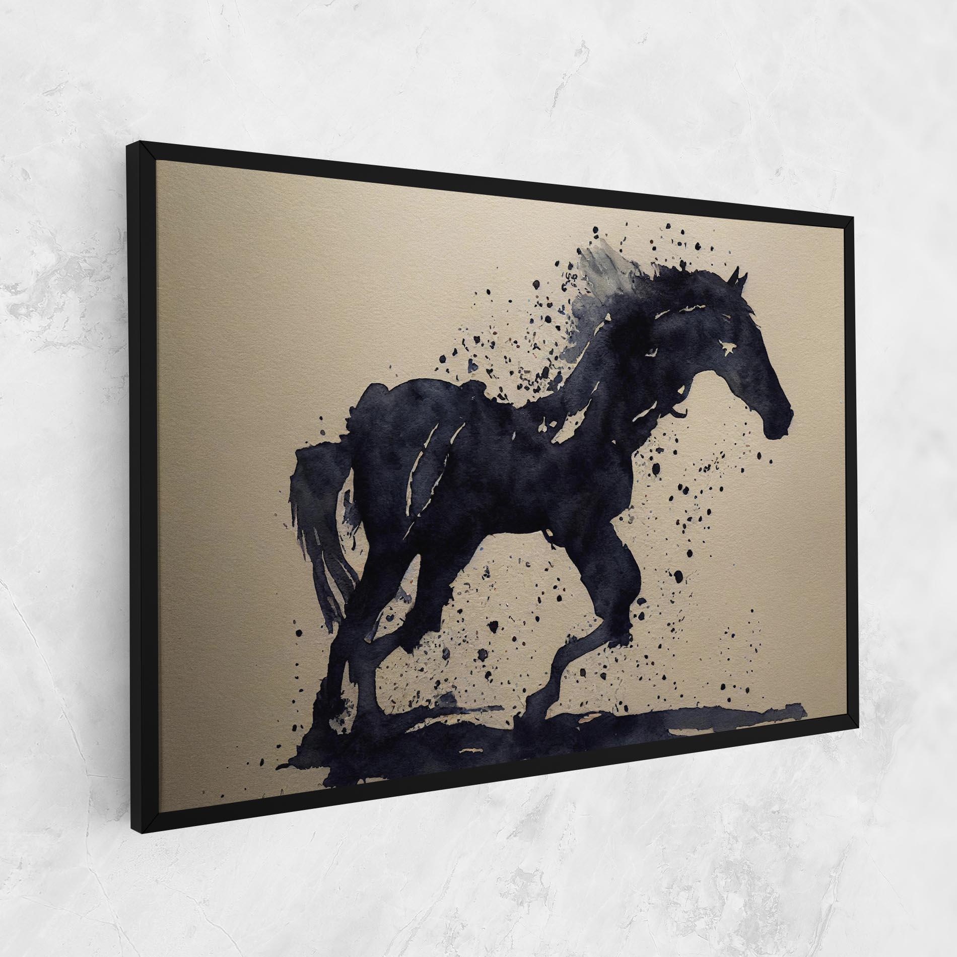 Tablou Canvas Watercolor Black Horse mockup 1