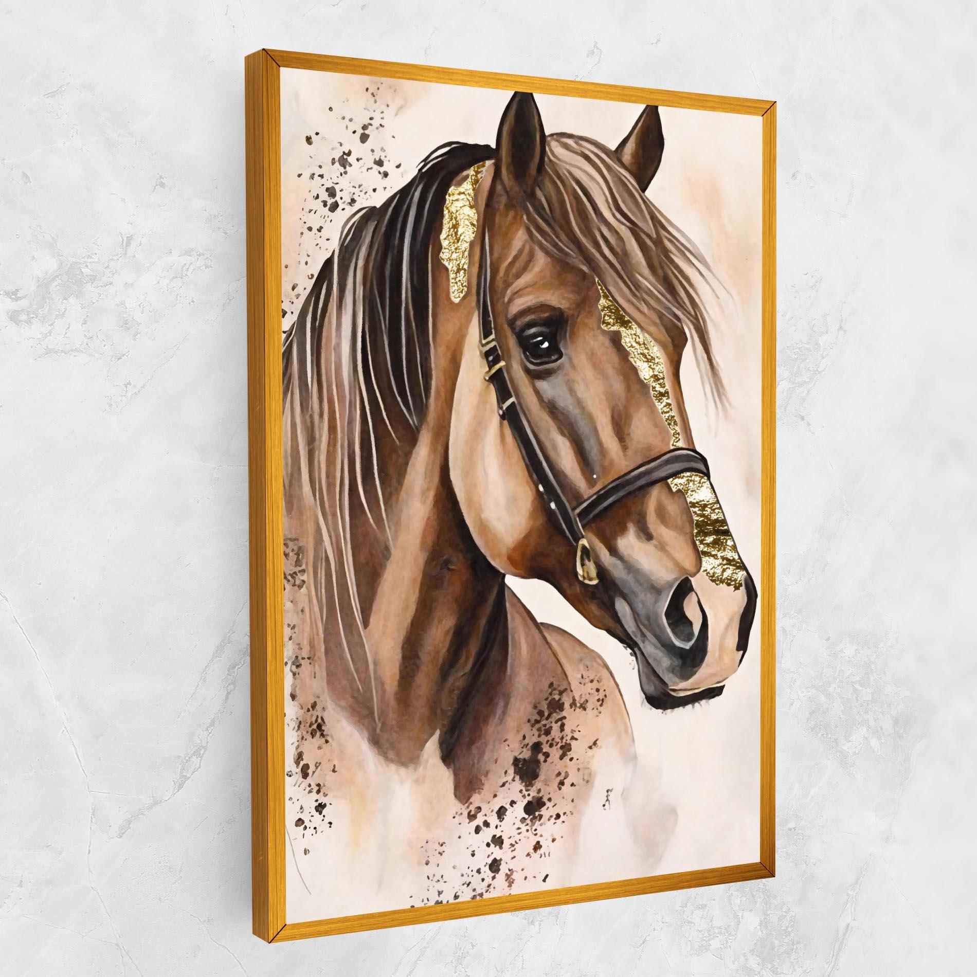 Tablou Canvas Gold Horse Painting mockup 1