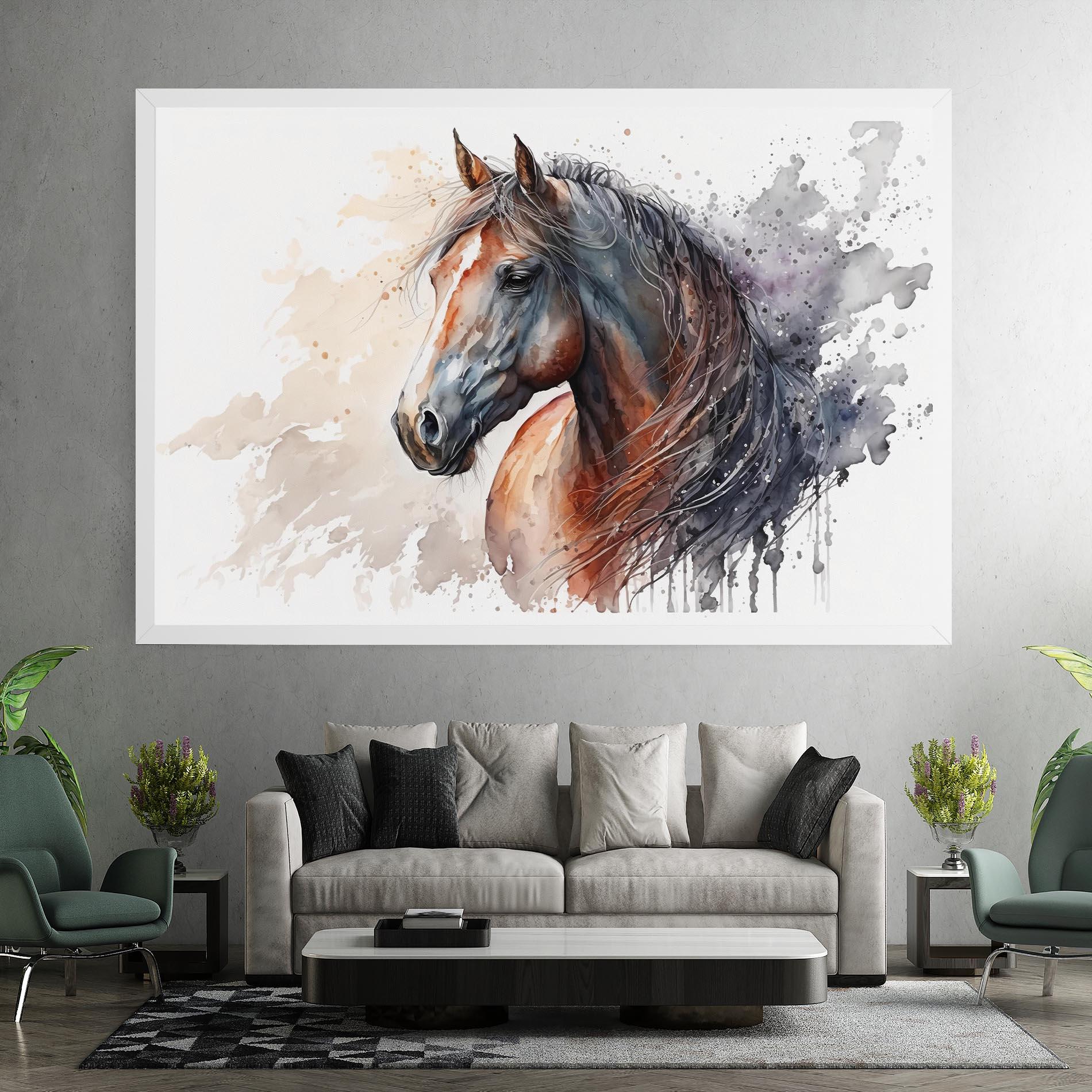 Tablou Canvas Black Brown Horse Painting mockup 7