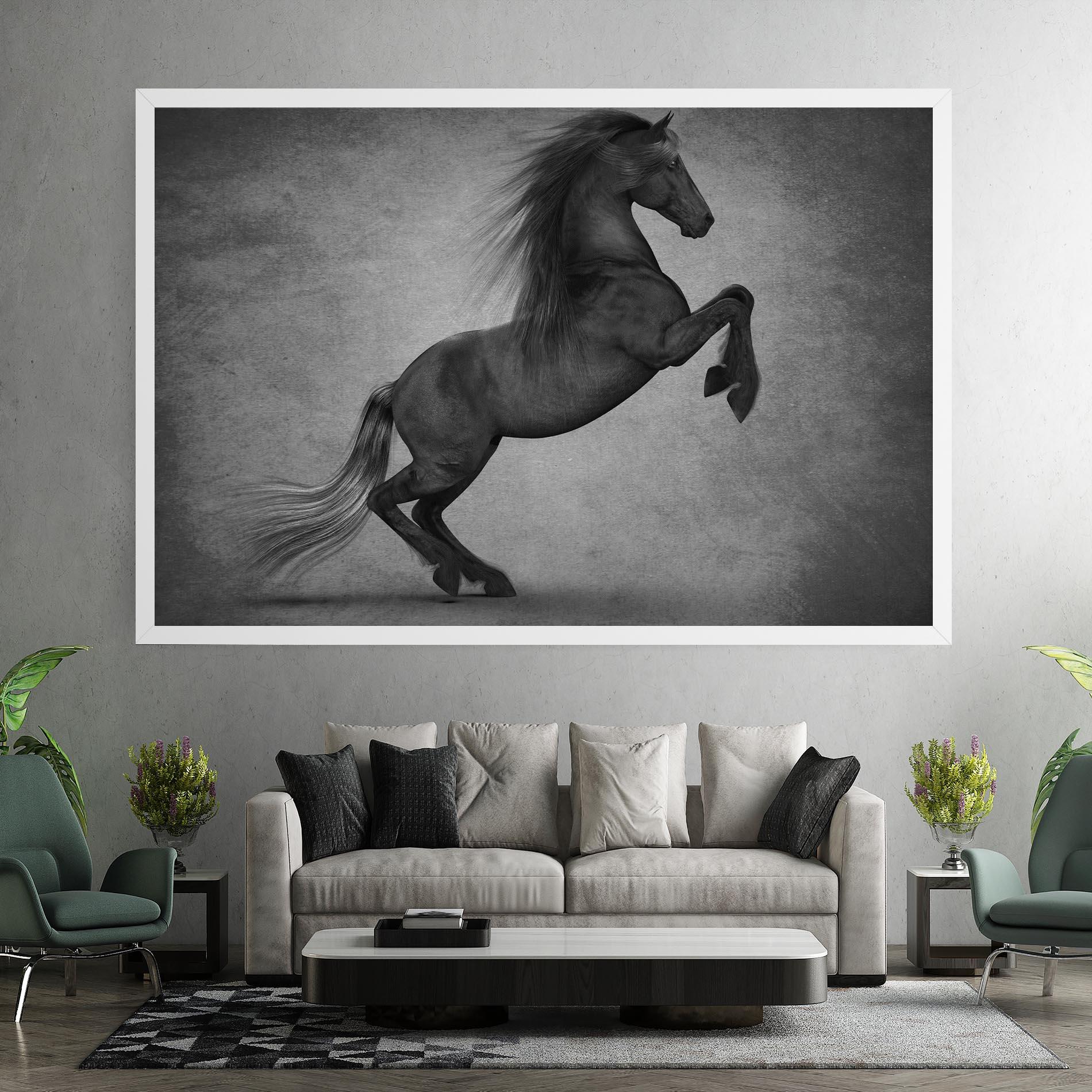 Tablou Canvas Black Horse Jumping mockup 7
