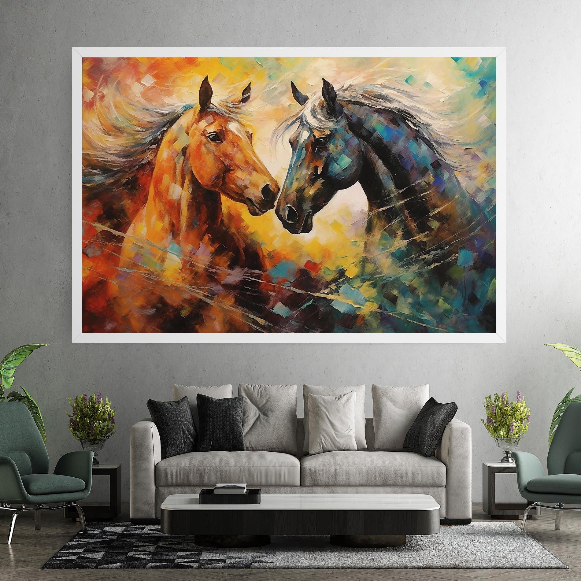 Tablou Canvas Brown Black Horses mockup 7