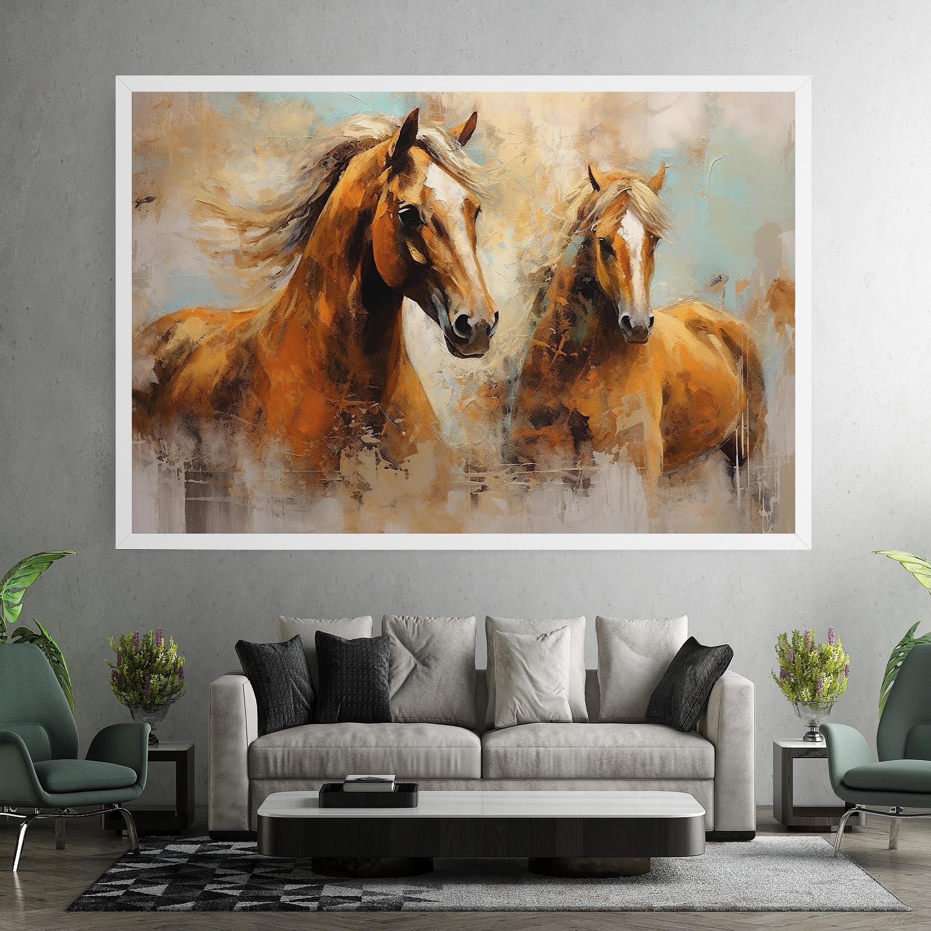 Tablou Canvas Brown Horses Staying mockup 7
