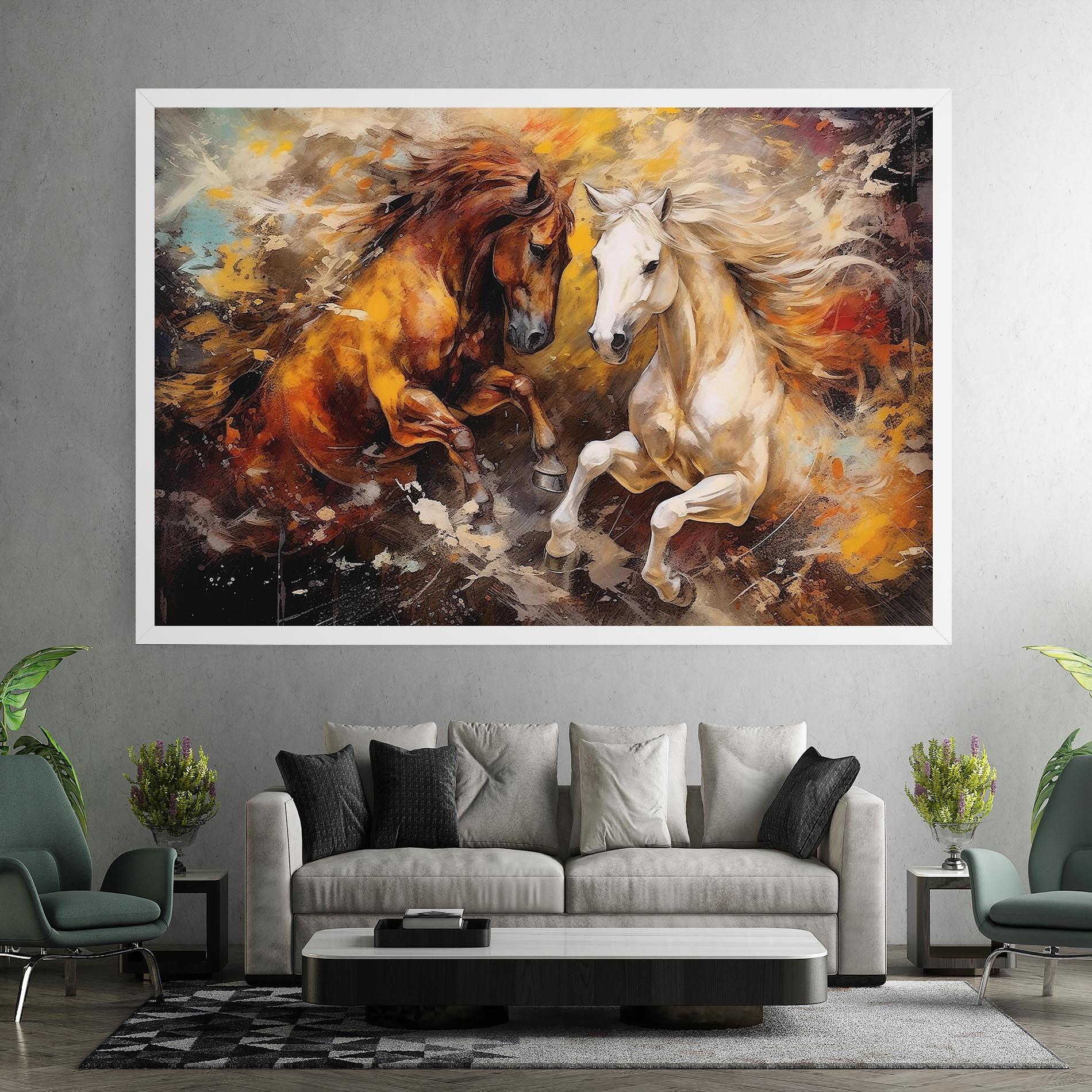 Tablou Canvas Brown White Horses mockup 7