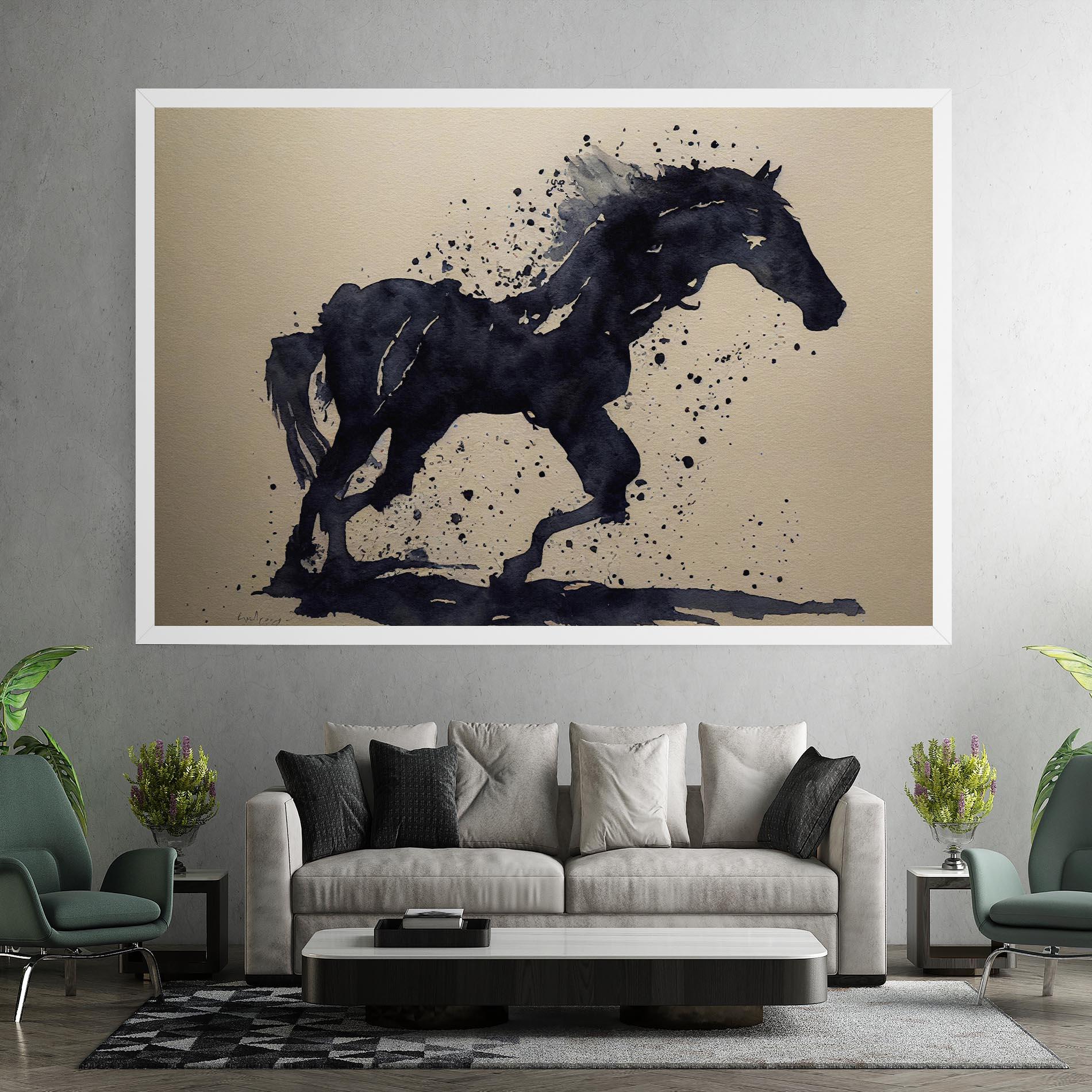 Tablou Canvas Watercolor Black Horse mockup 7