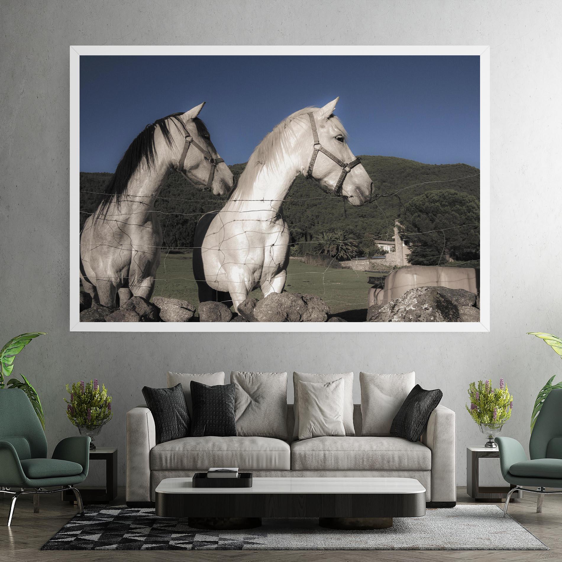 Tablou Canvas White Grey Horse mockup 7