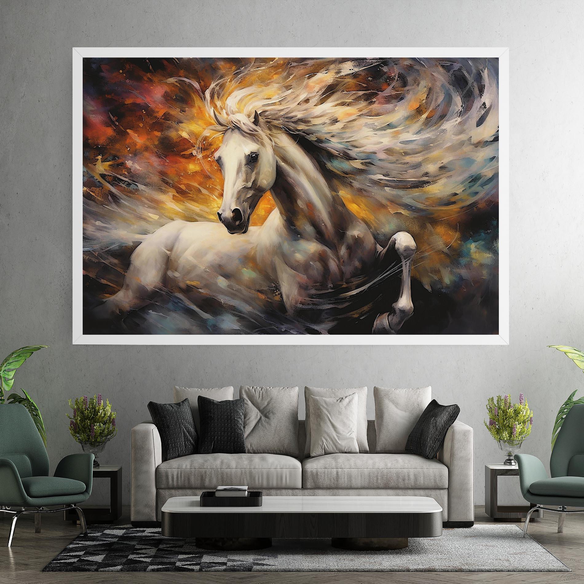 Tablou Canvas White Horse Painting mockup 7