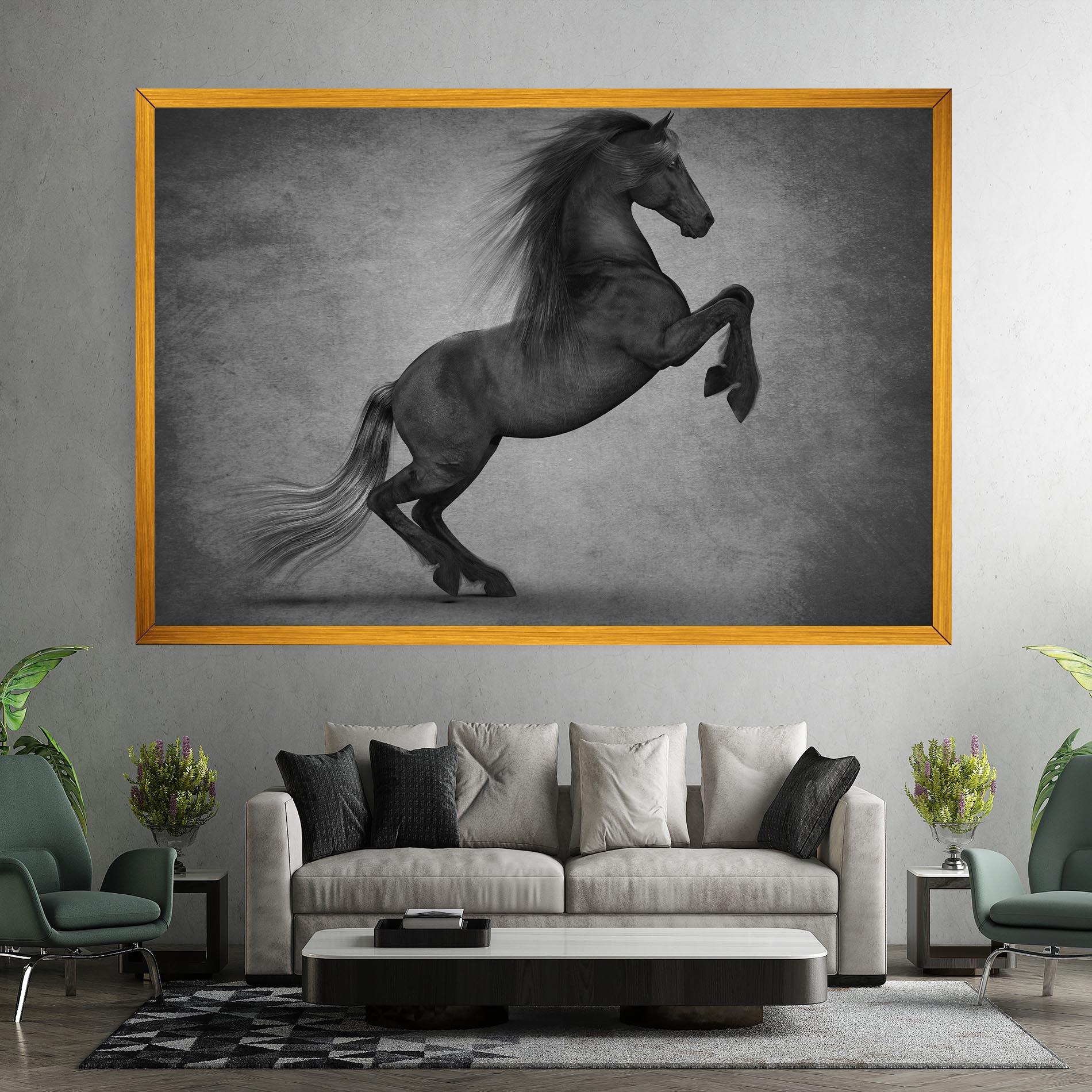 Tablou Canvas Black Horse Jumping mockup 7