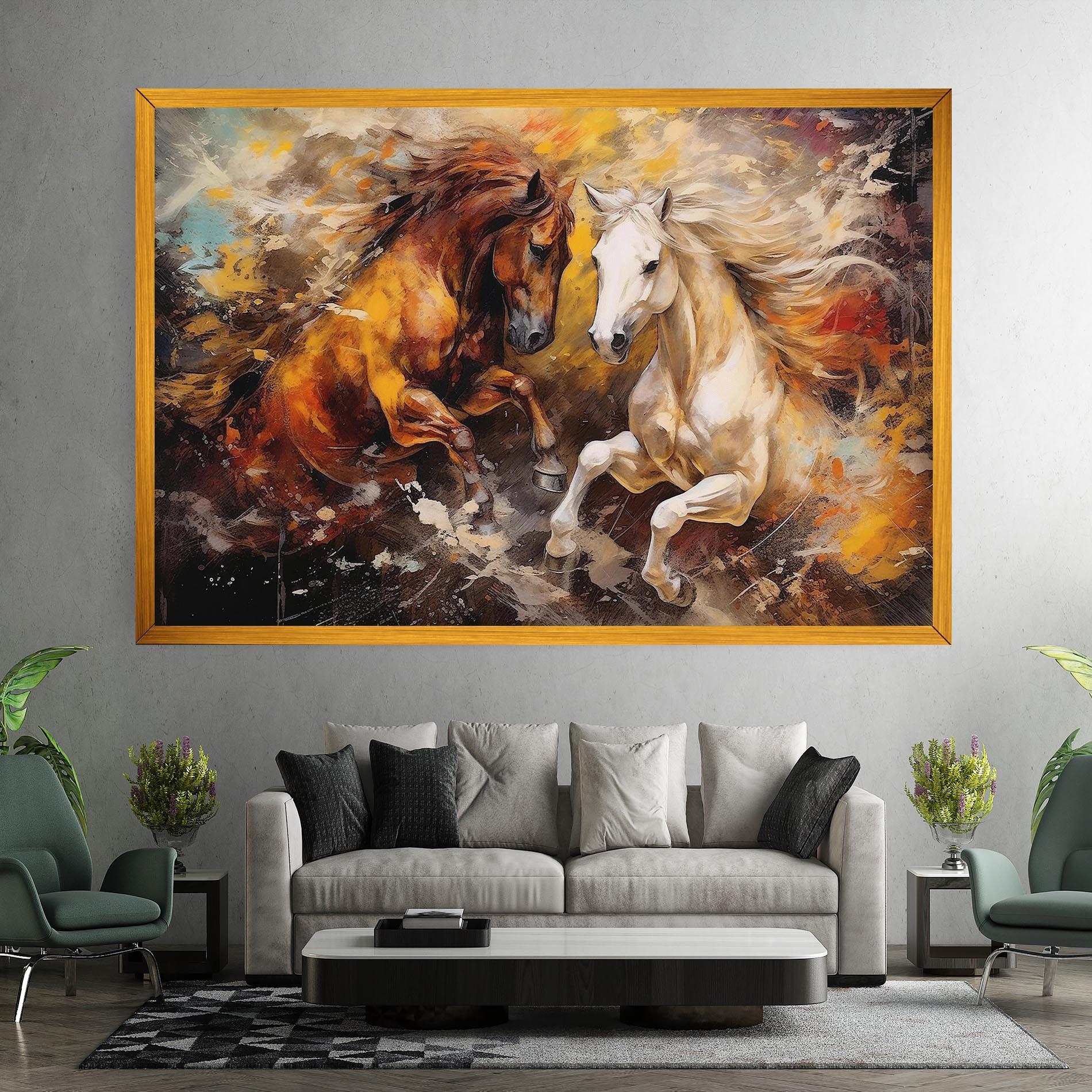 Tablou Canvas Brown White Horses mockup 7
