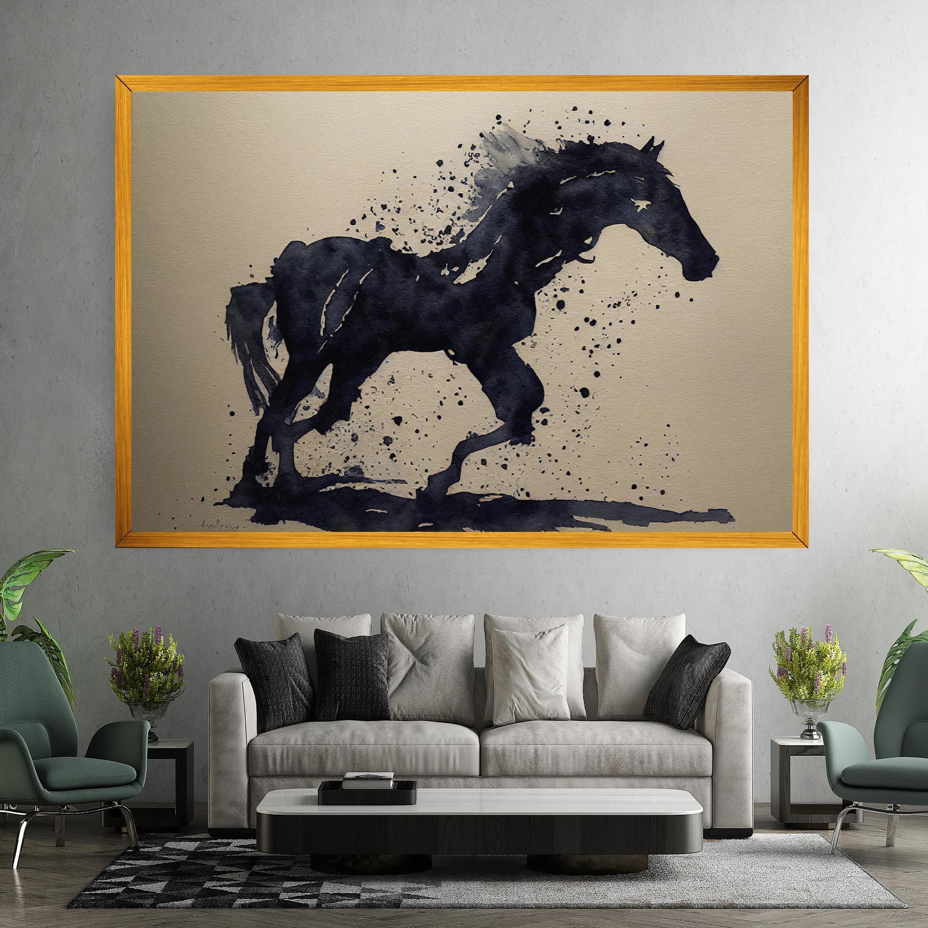 Tablou Canvas Watercolor Black Horse mockup 7