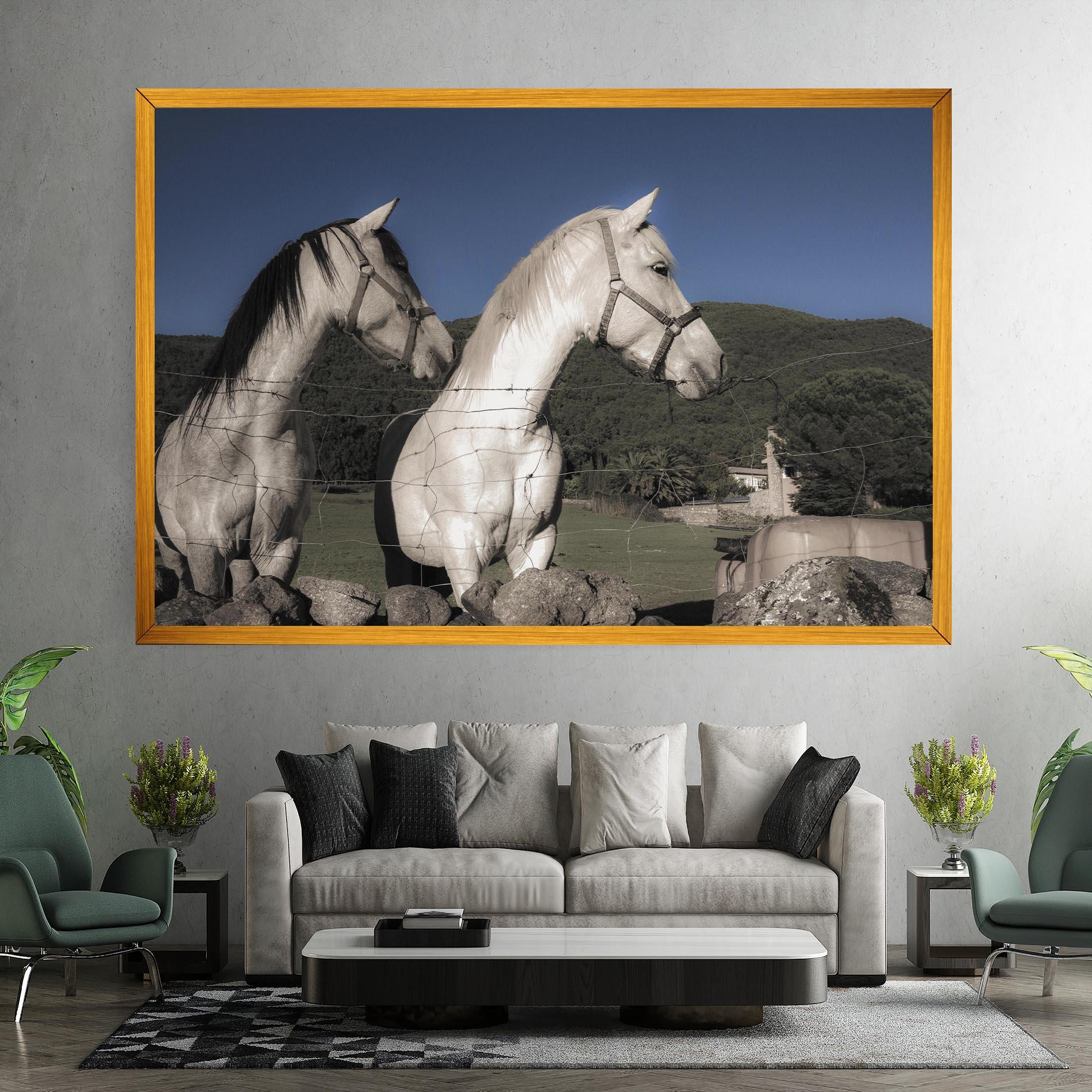 Tablou Canvas White Grey Horse mockup 7