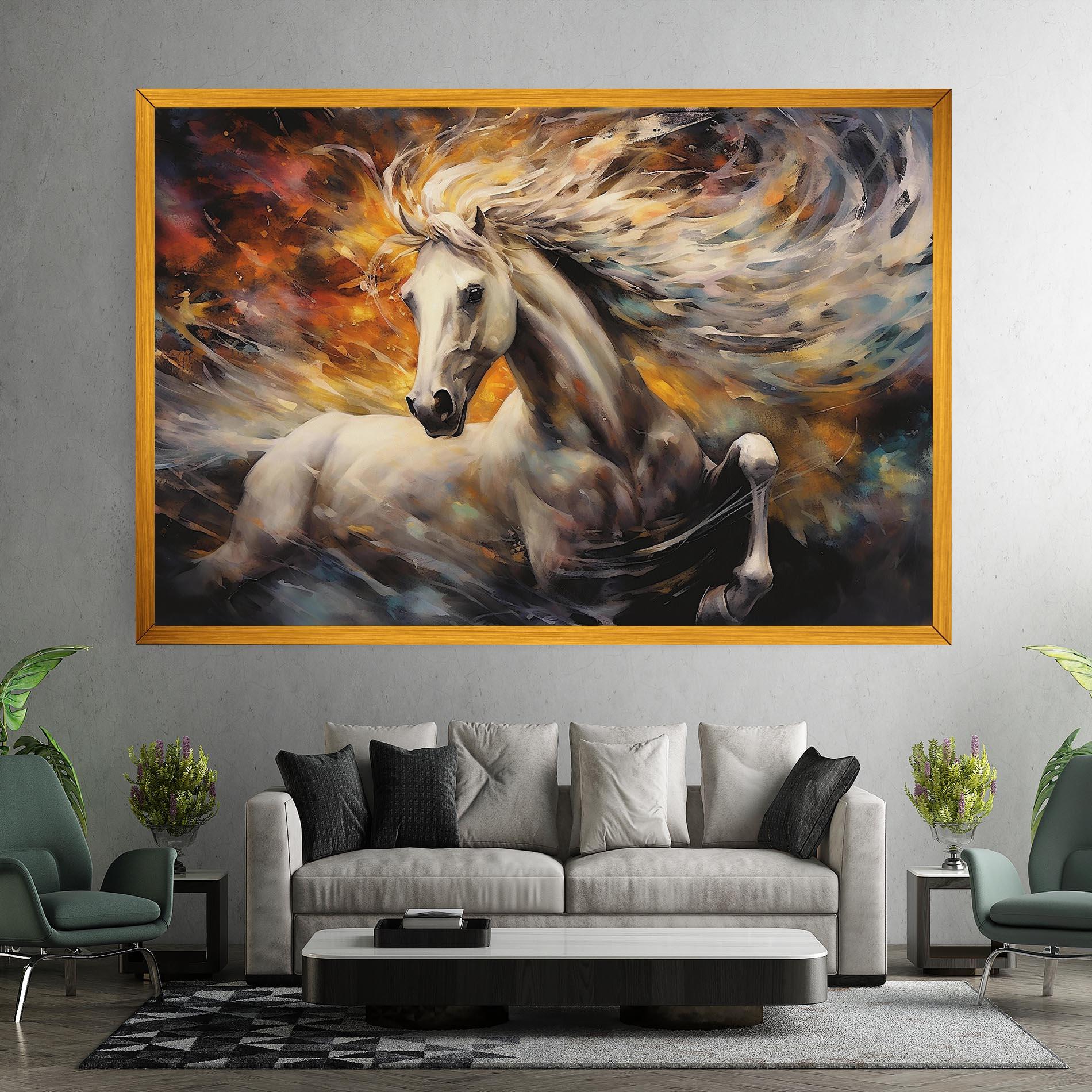 Tablou Canvas White Horse Painting mockup 7