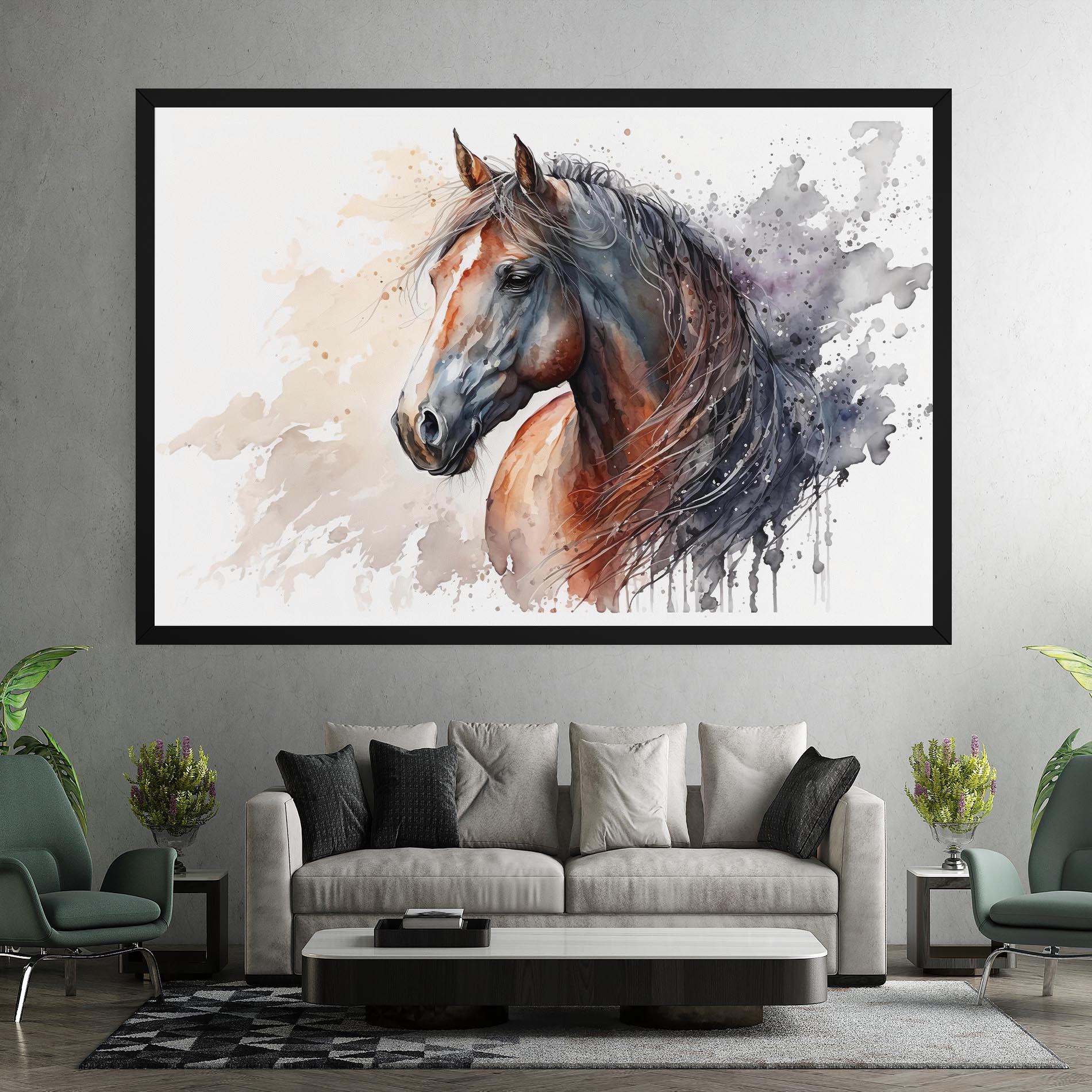 Tablou Canvas Black Brown Horse Painting mockup 7