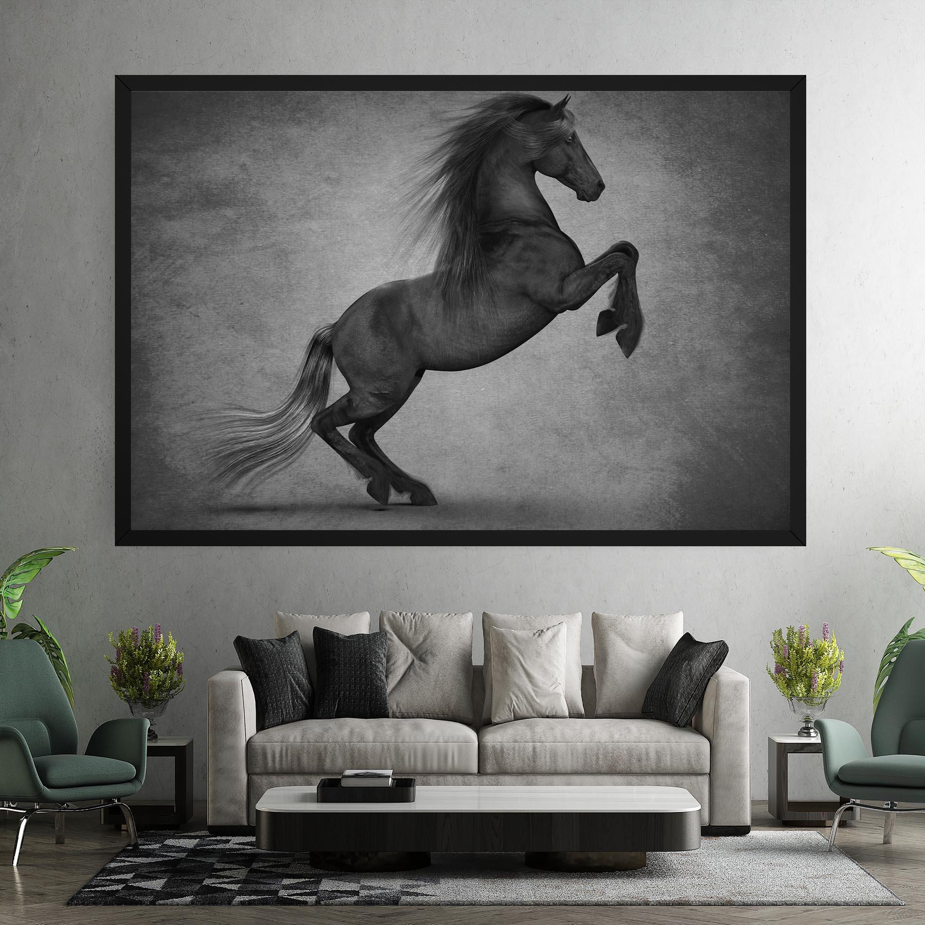 Tablou Canvas Black Horse Jumping mockup 7