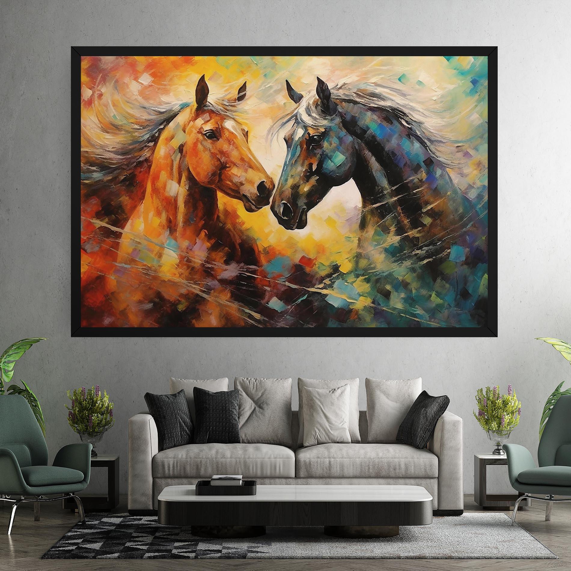 Tablou Canvas Brown Black Horses mockup 7