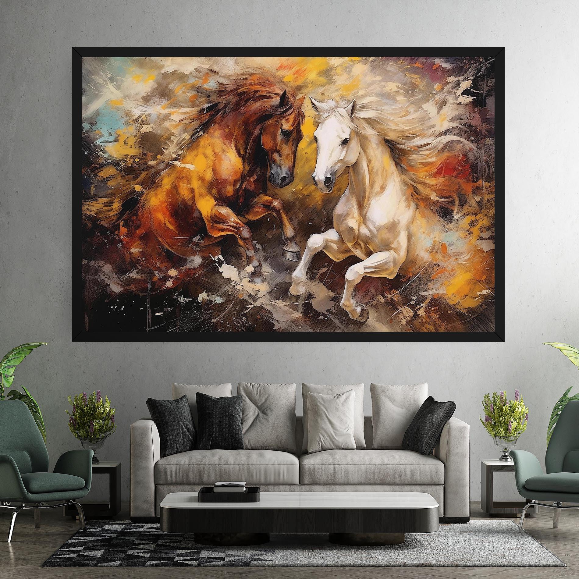 Tablou Canvas Brown White Horses mockup 7