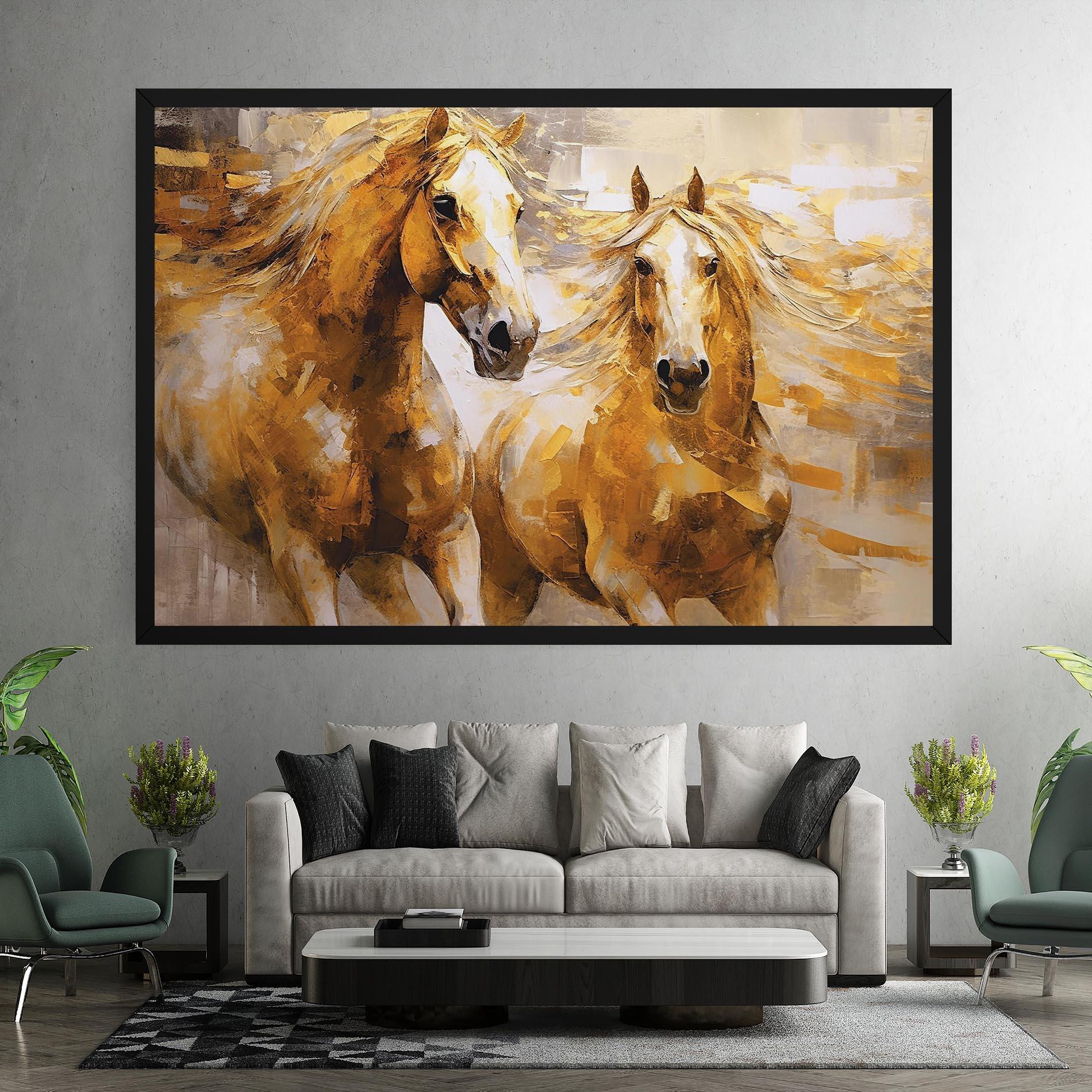 Tablou Canvas Golden Brown Horses mockup 7
