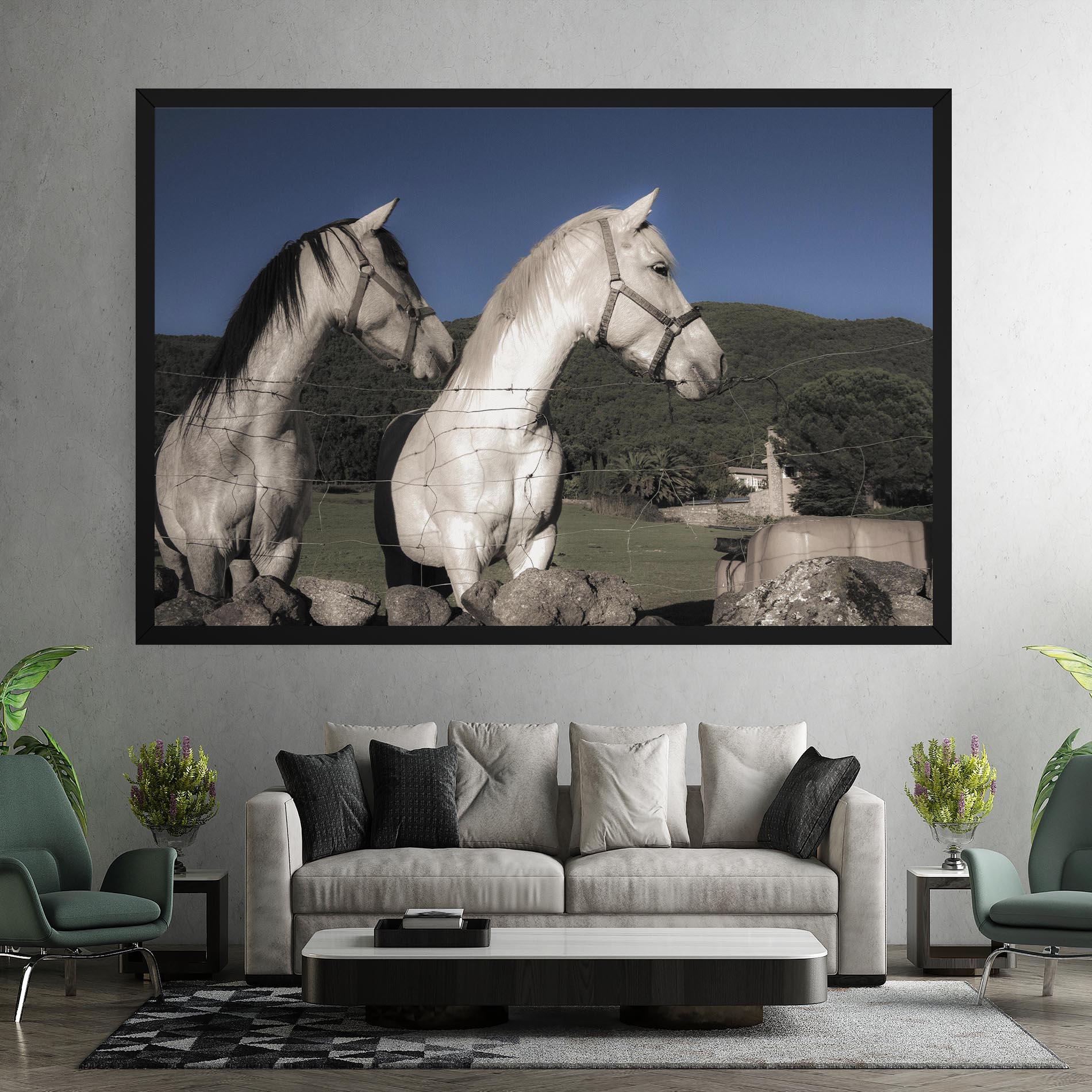 Tablou Canvas White Grey Horse mockup 7