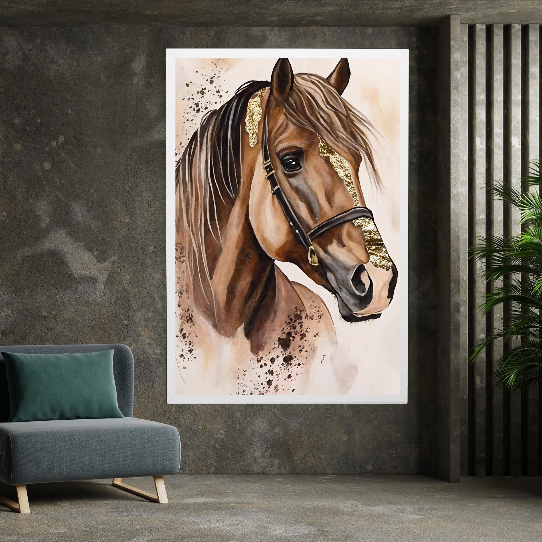 Tablou Canvas Gold Horse Painting mockup 7