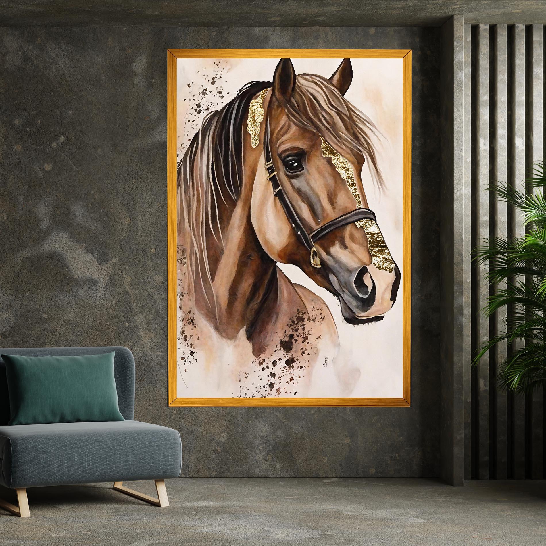Tablou Canvas Gold Horse Painting mockup 7